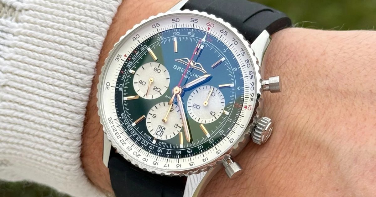 Breitling Navitimer chronograph with a black rubber strap