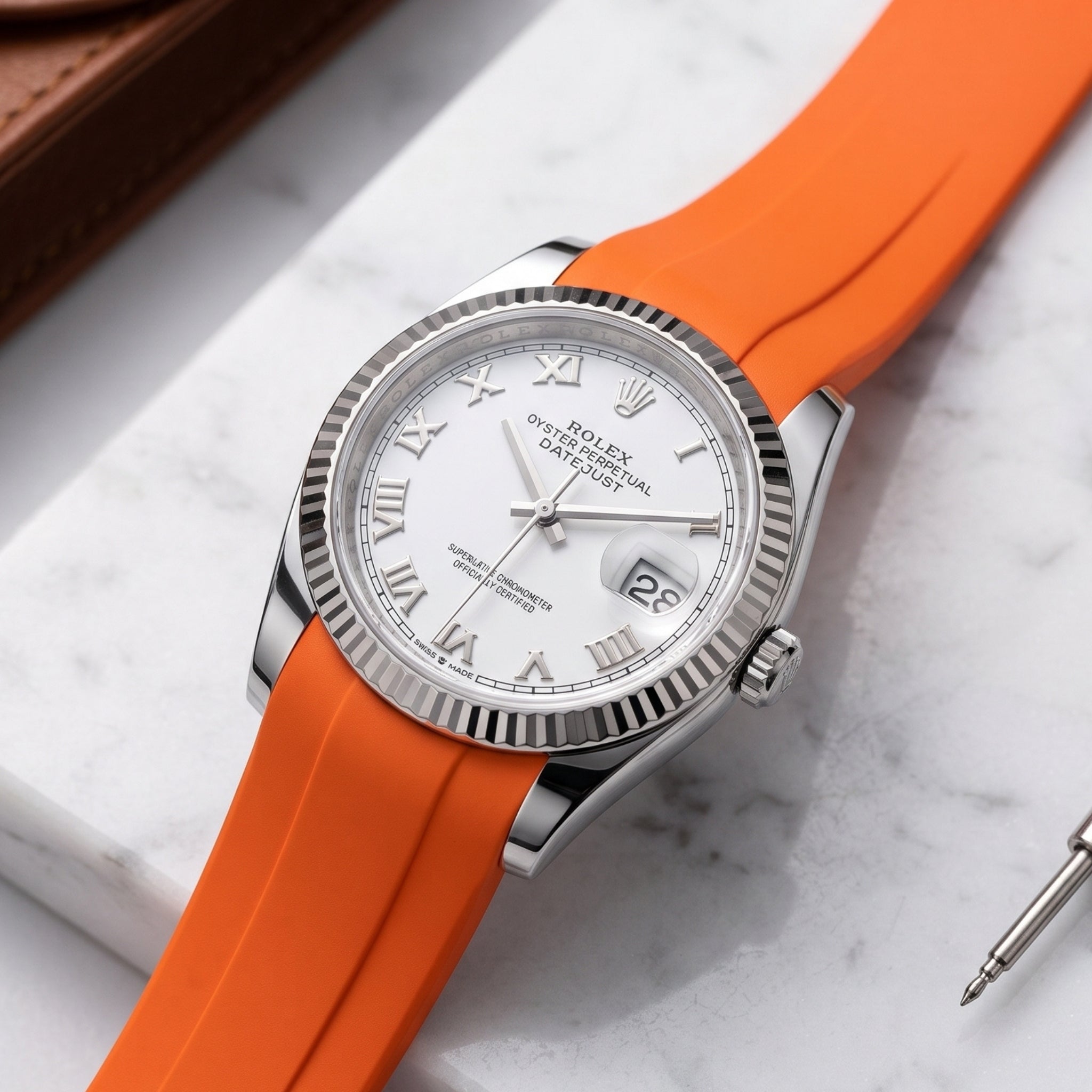 Bracelet en caoutchouc orange pour Rolex Datejust 36