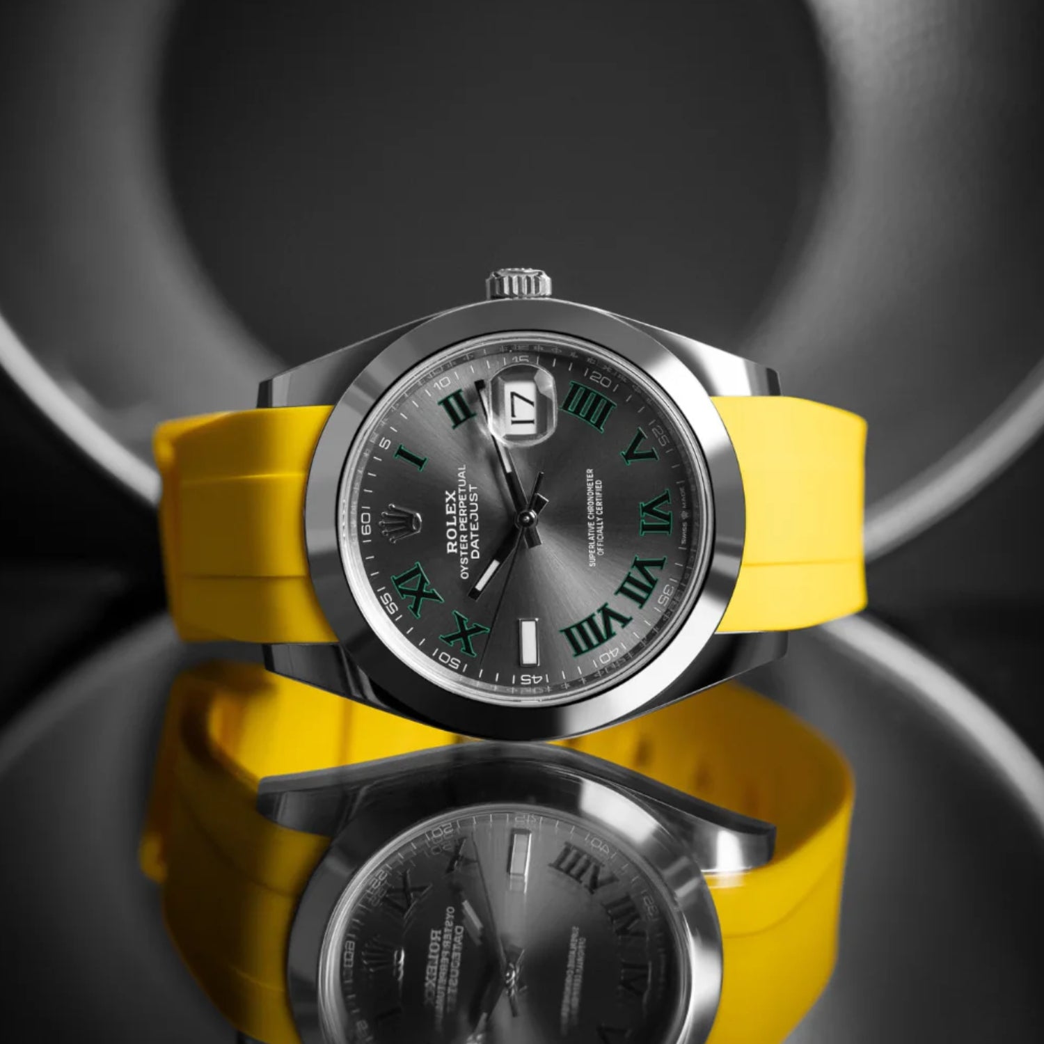 Bracelet en caoutchouc jaune pour Rolex Datejust 41 mm