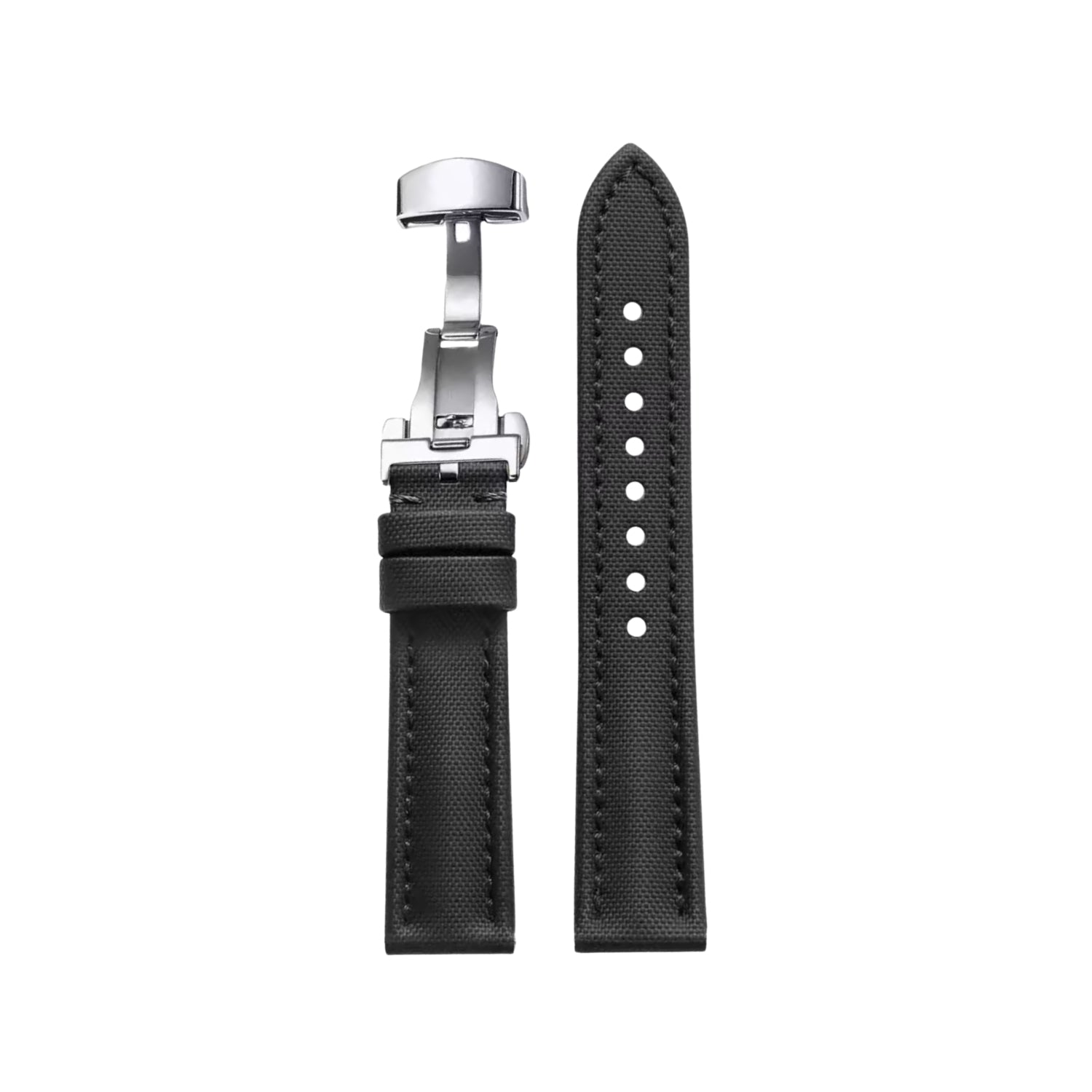 Bracelet montre en caoutchouc FKM motif toile à voile Noir – MarinerTex™ par Helvetus®