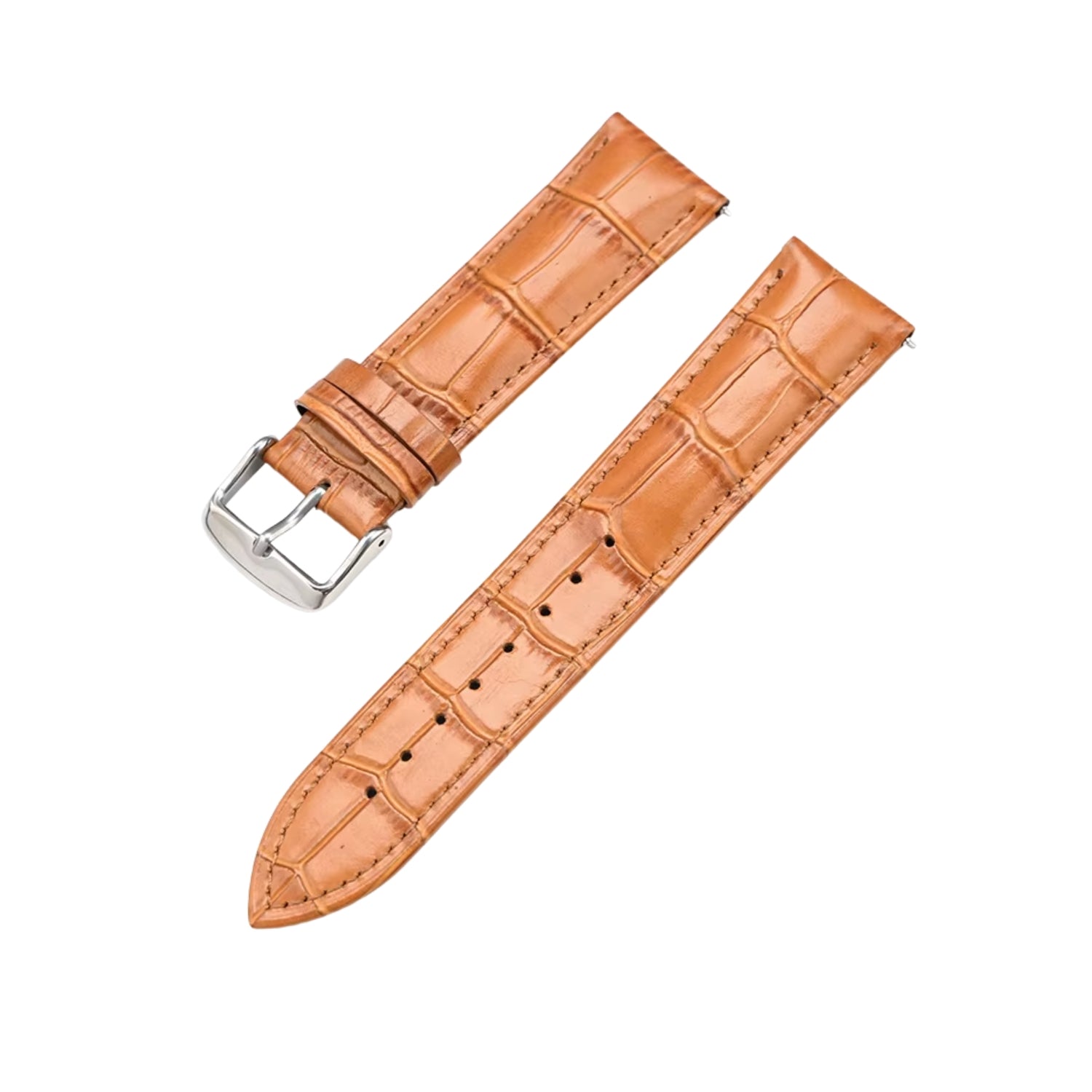 Bracelet en cuir d'alligator - Marron clair - Motif alligator