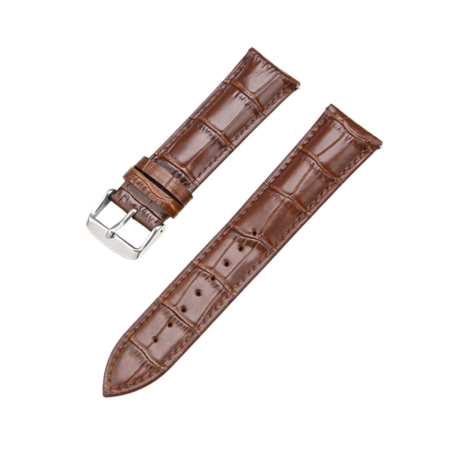 Bracelet en cuir d'alligator - Marron - Motif alligator
