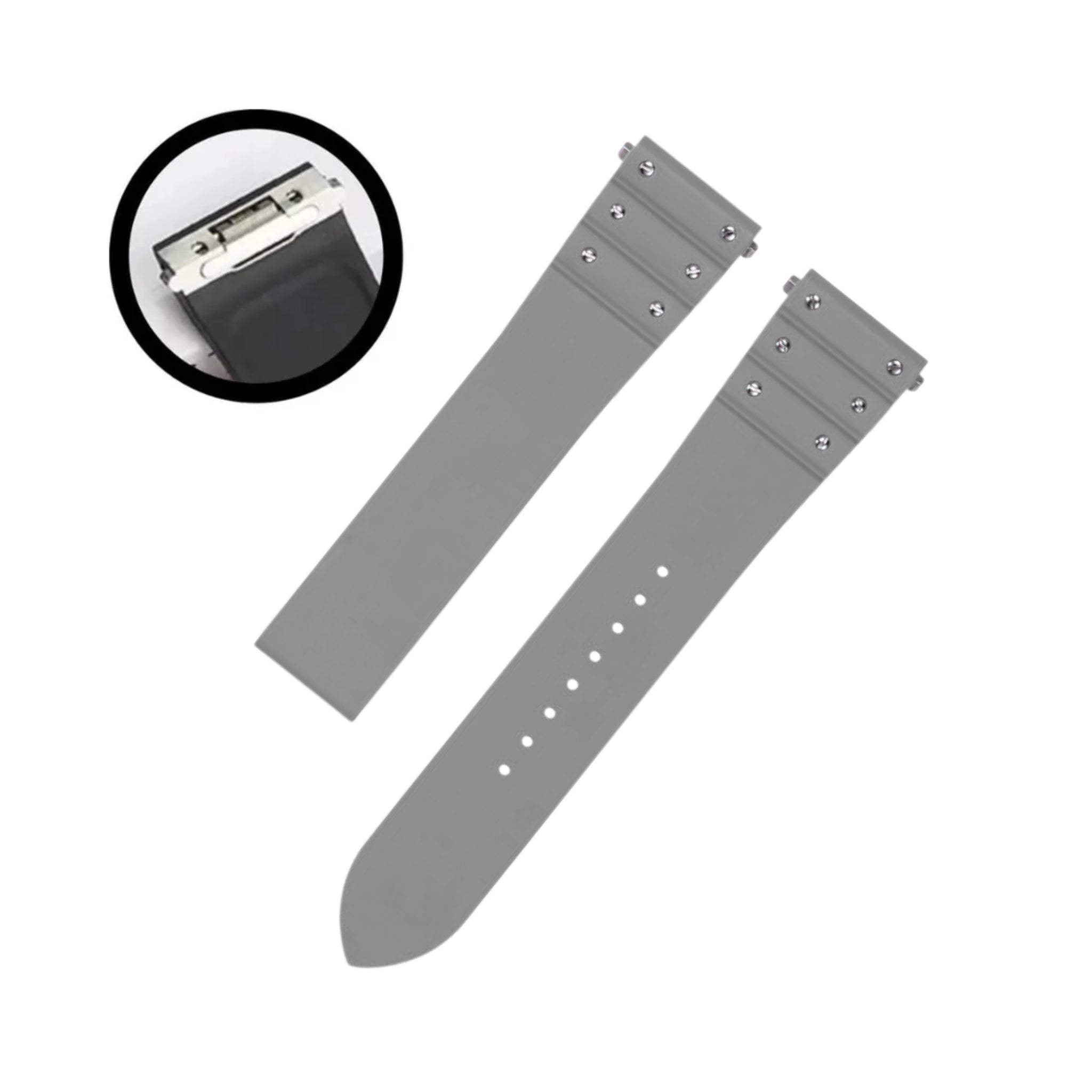 Bracelet en Caoutchouc - Pour Cartier Santos Medium/Large - Gris avec Vis - Quick Release/Switch