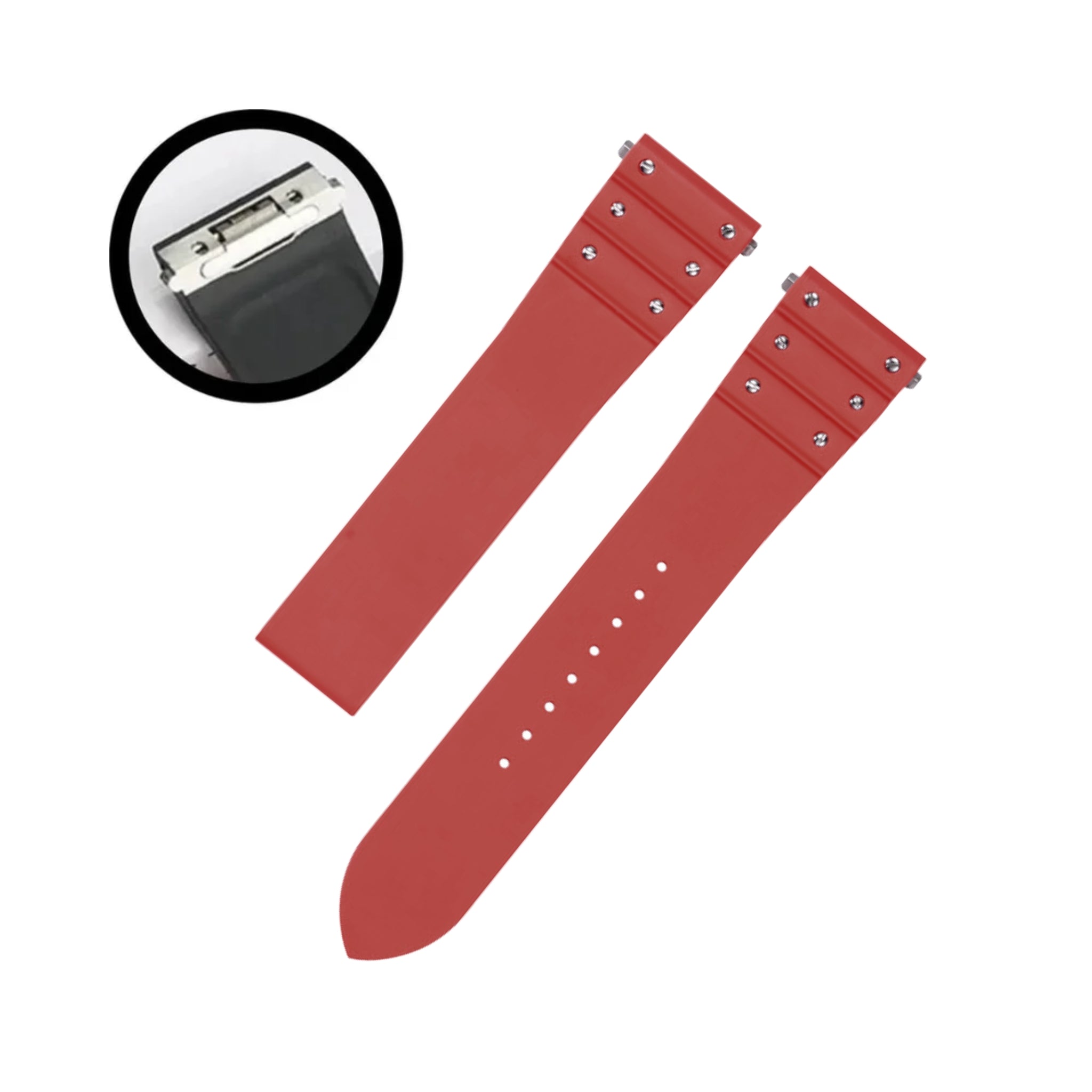 Bracelet en Caoutchouc - Pour Cartier Santos Medium/Large - Rouge avec Vis - Quick Release/Switch