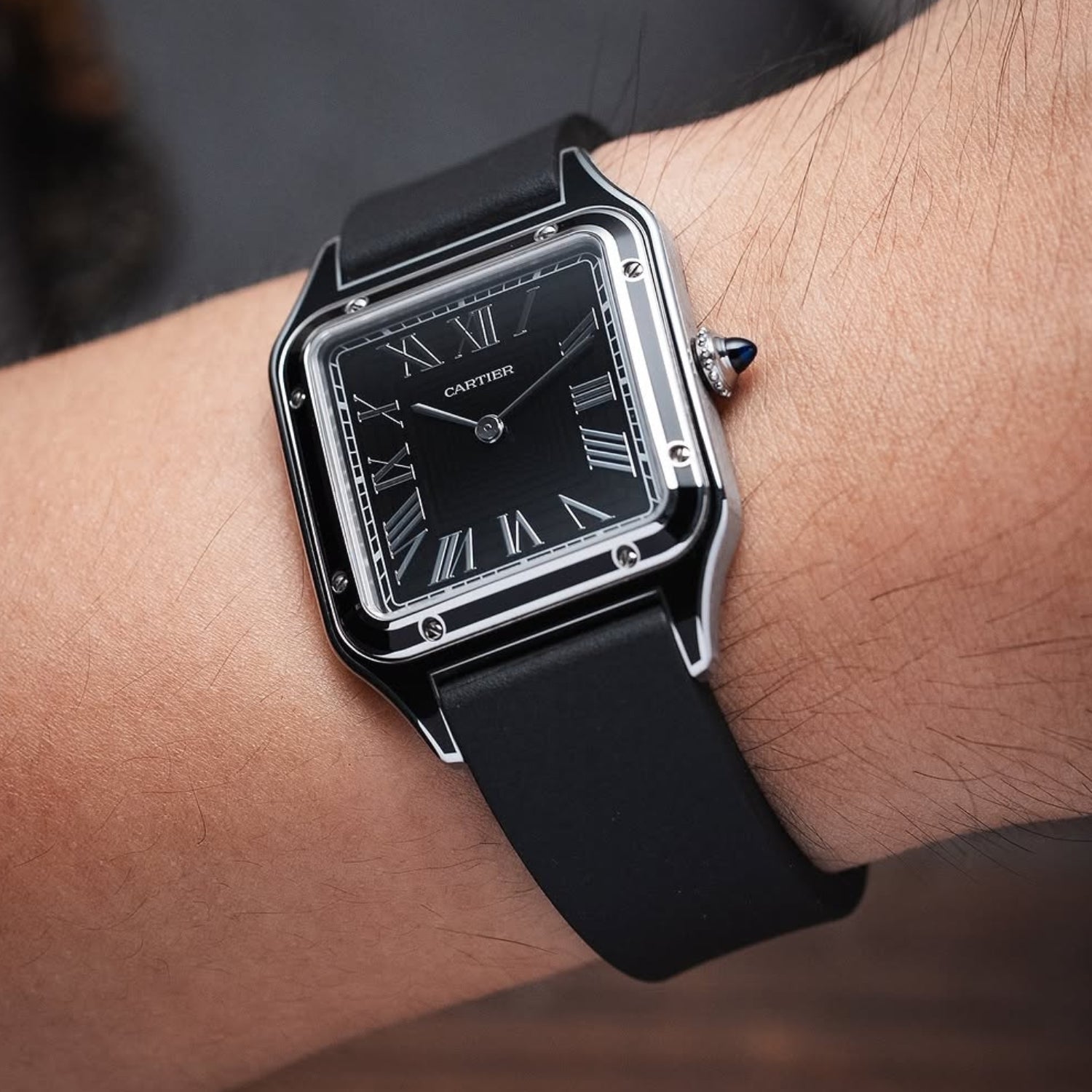 CTS Rubber Strap - Cartier Santos - Dumont - Black - Helvetus