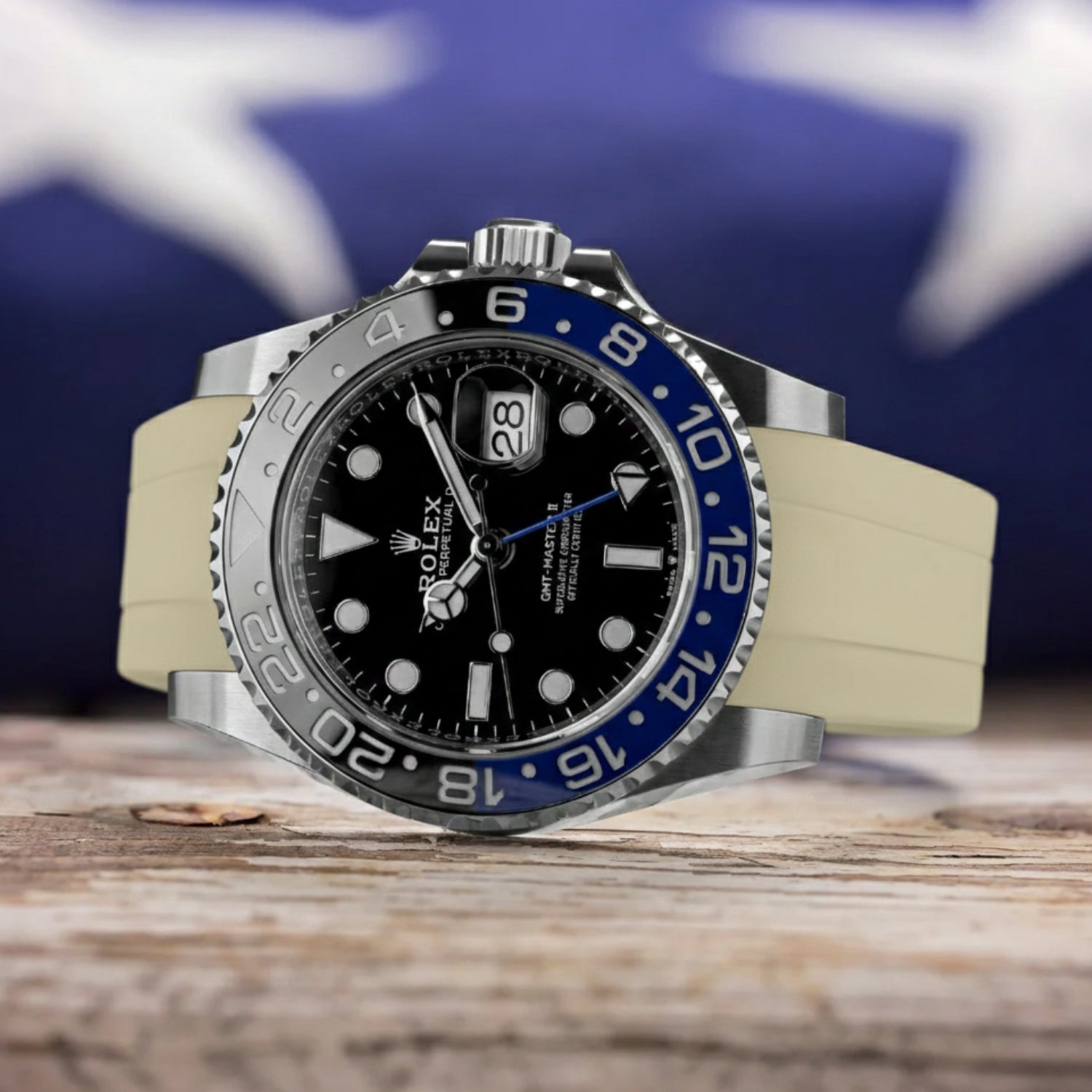 Deployant Rubber Strap - For Rolex GMT - Master II - Beige - Helvetus