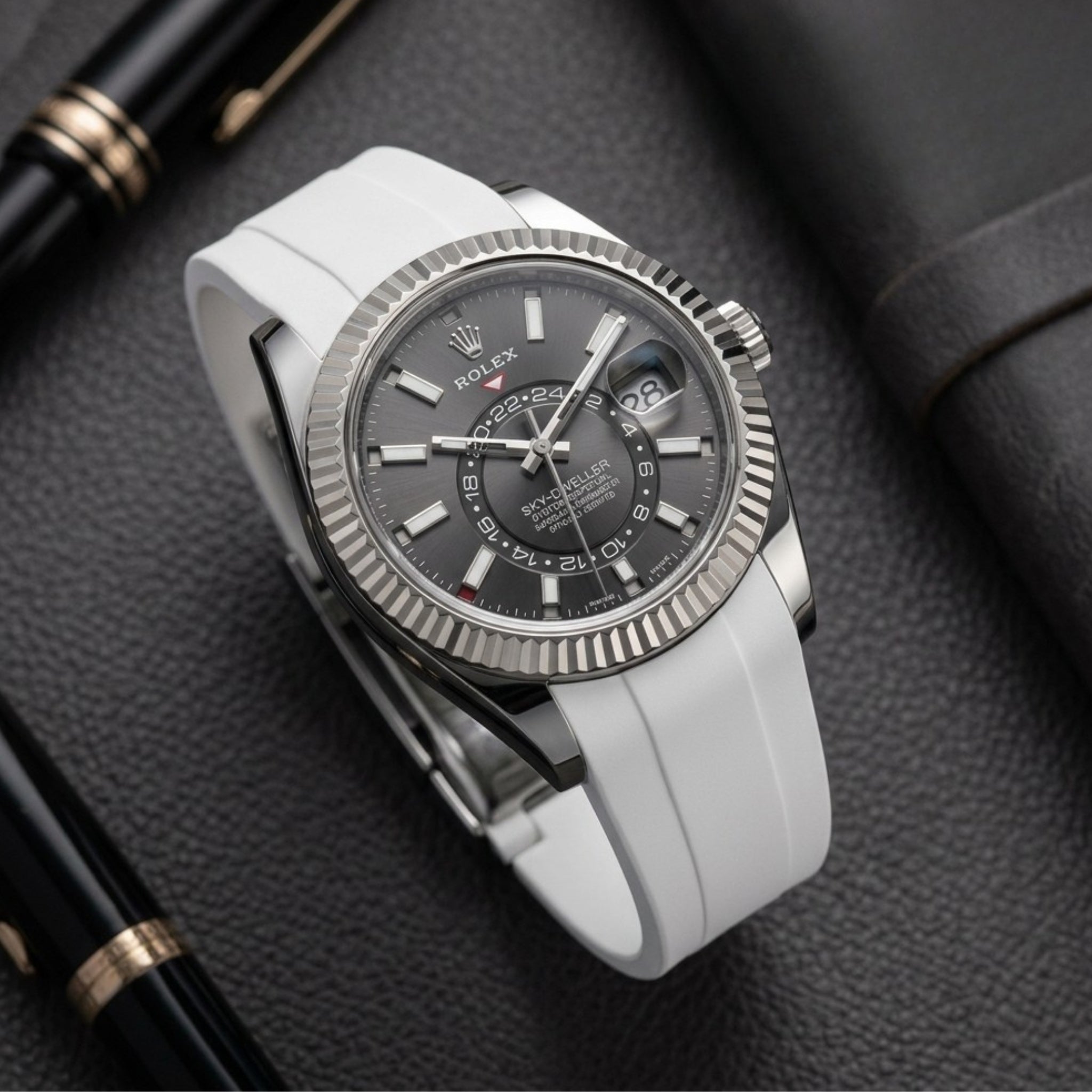 Deployant Rubber Strap - For Rolex Sky-Dweller - White - Helvetus