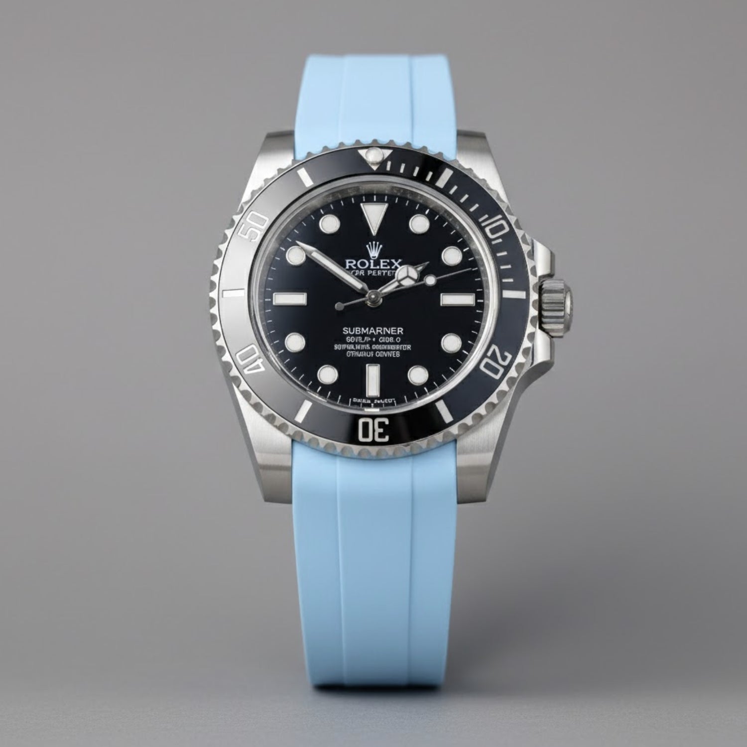 Deployant Rubber Strap - For Rolex Submariner - Baby Blue - Helvetus