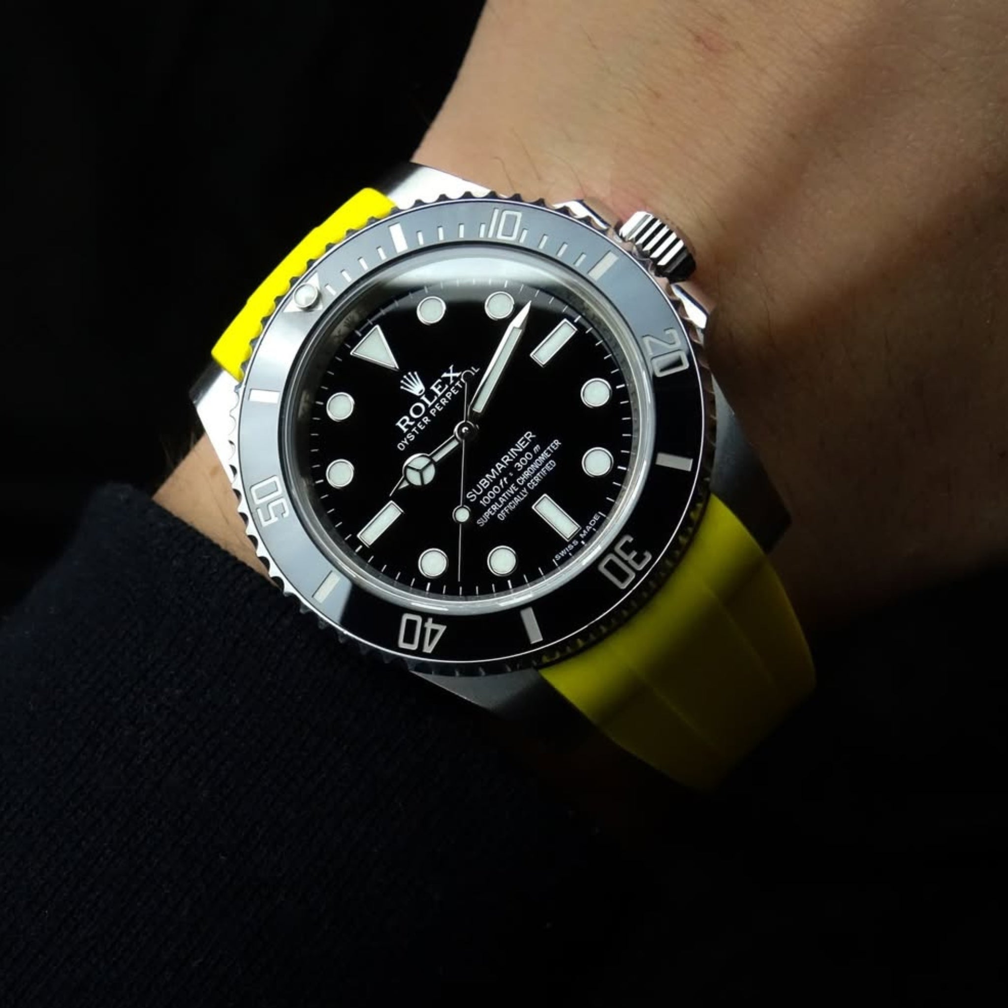 Deployant Rubber Strap - For Rolex Submariner - Yellow - Helvetus