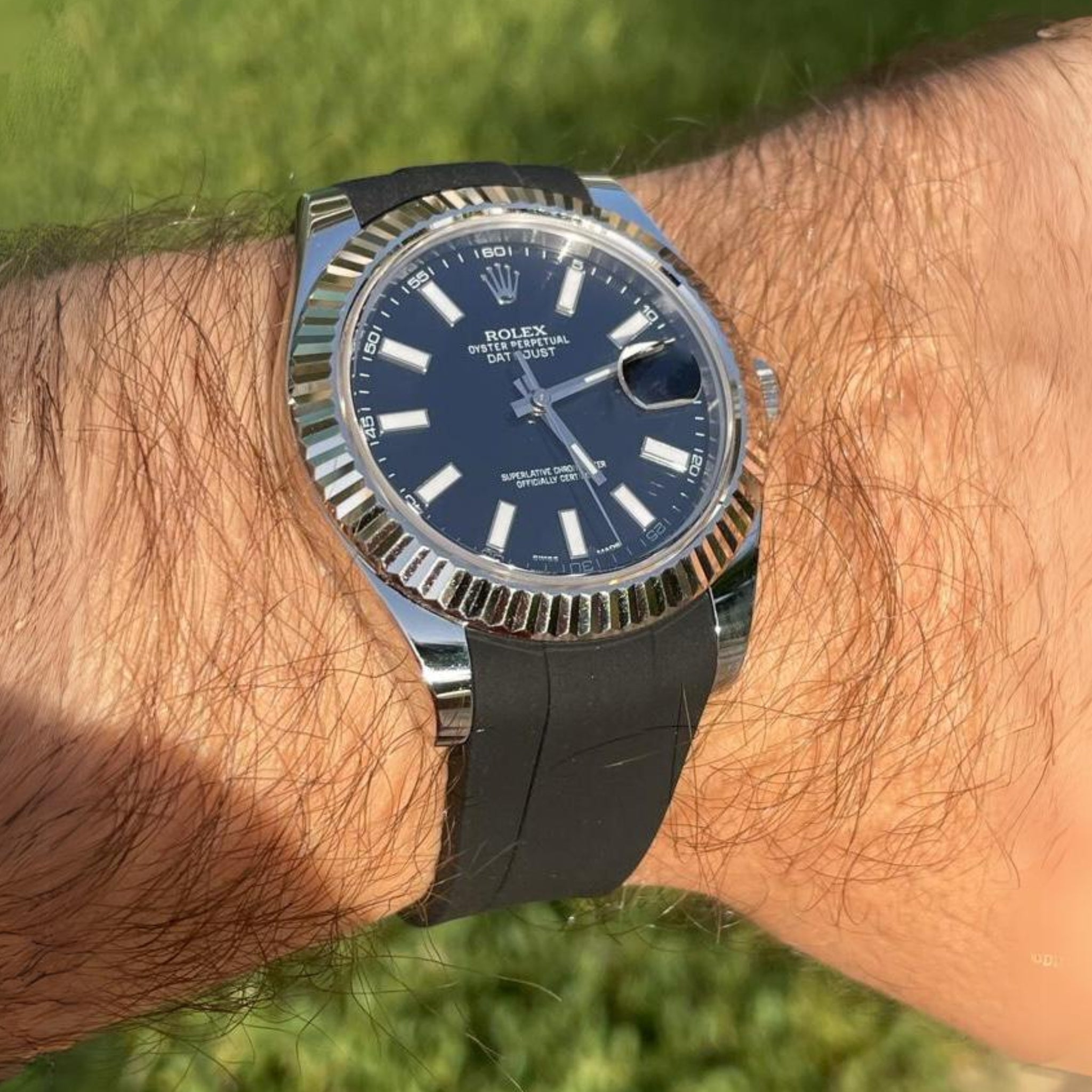 Deployant Strap - For Rolex Datejust 36 - Black - Helvetus