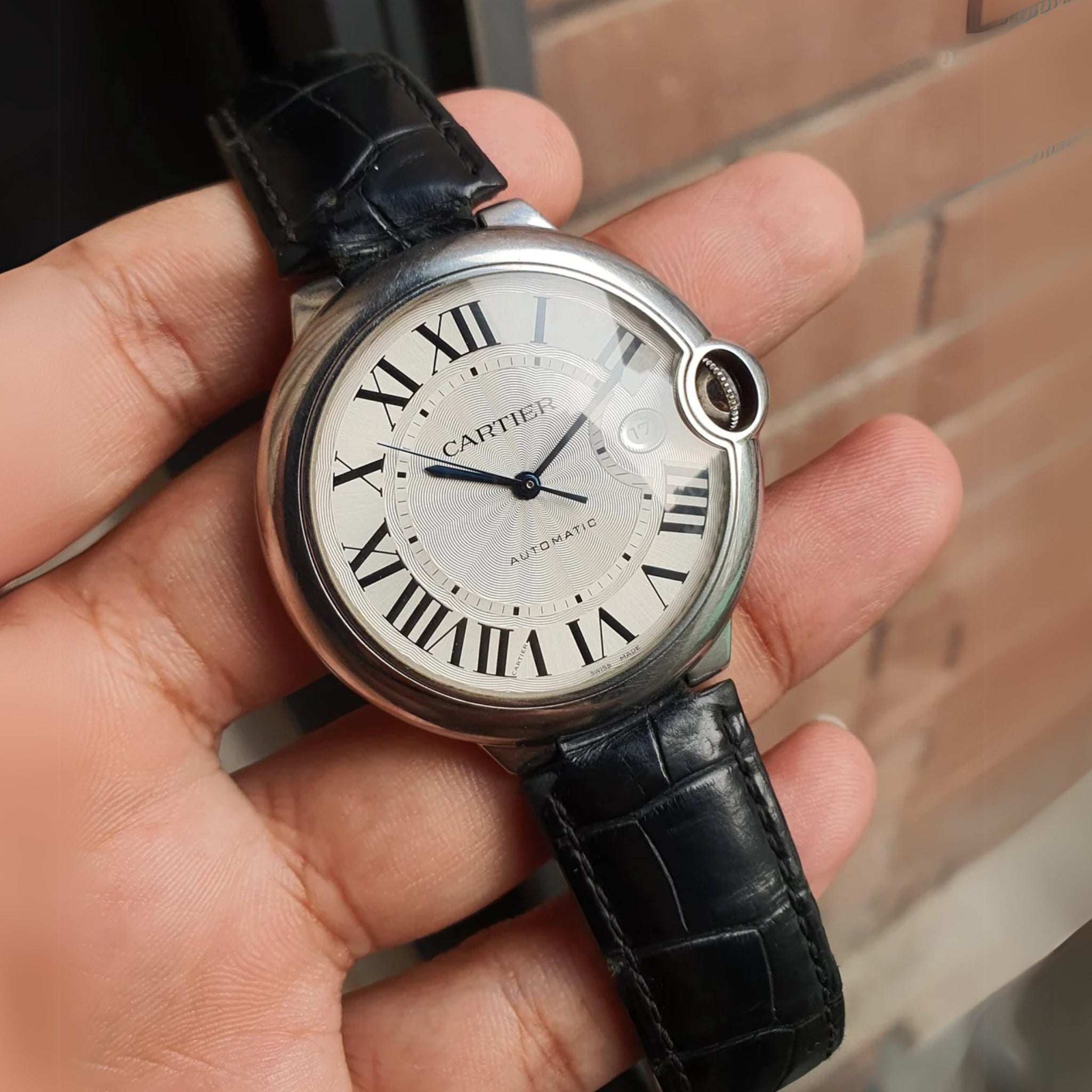 Leather Strap - For Cartier Ballon Bleu - Black - Helvetus
