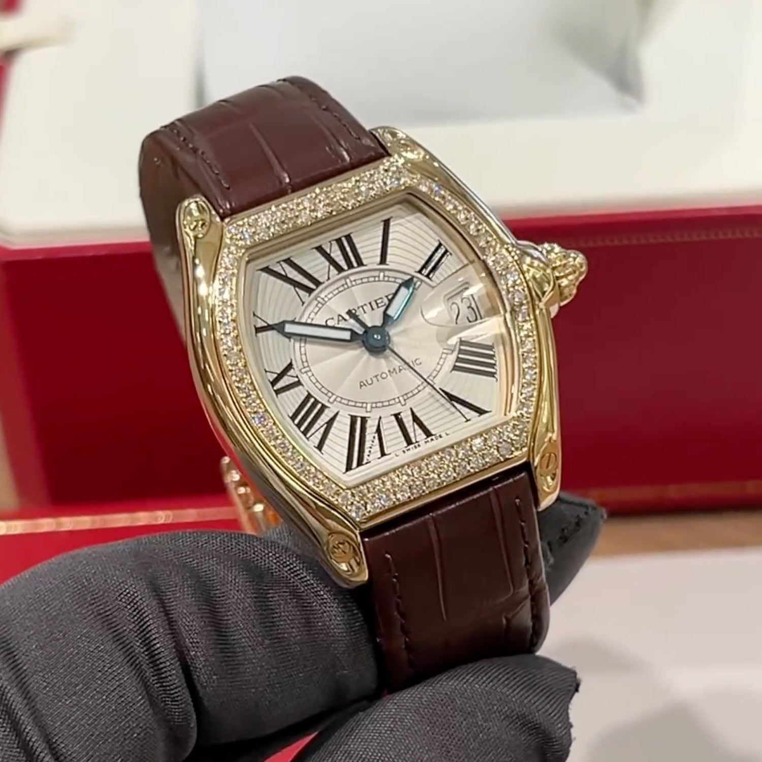 Leather Strap - For Cartier Roadster - Brown - Helvetus