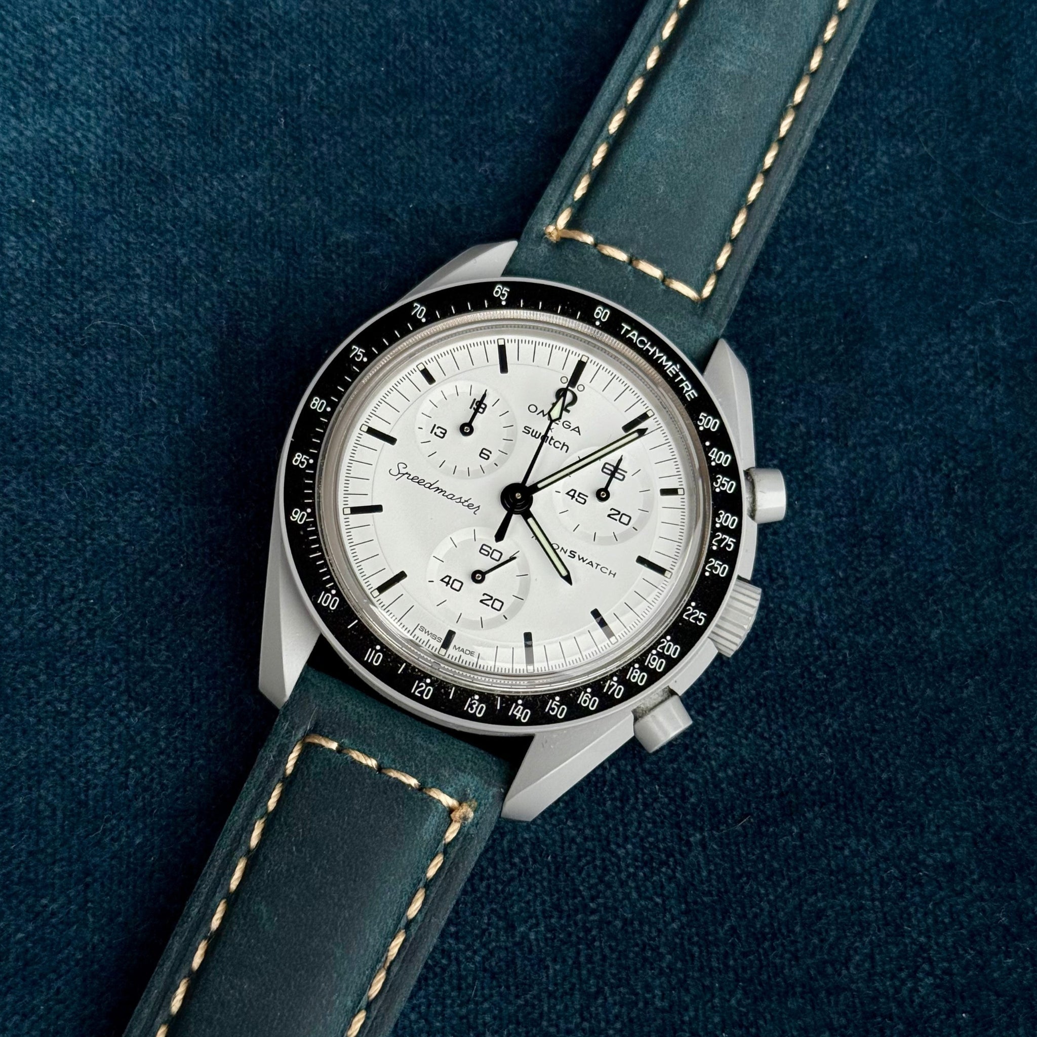 Leather Strap for MoonSwatch - Blue - Helvetus