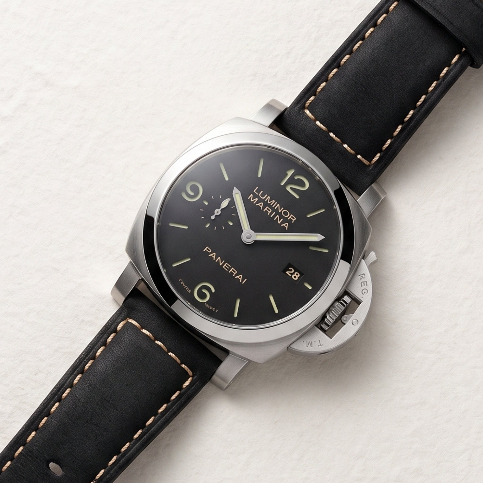 Leather Strap - For Panerai - Black - Helvetus