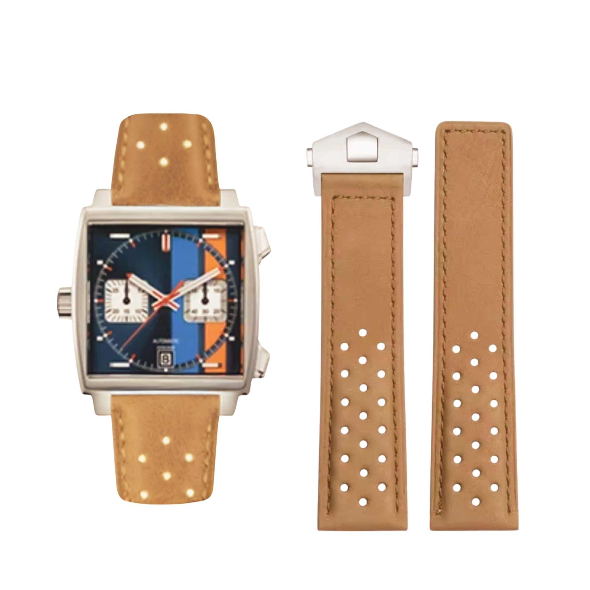 Leather Strap - For Tag Heuer Monaco - Beige - Helvetus