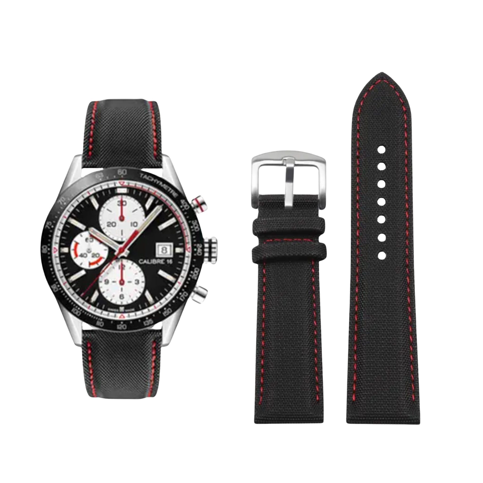 Nylon Strap - For Tag Heuer Formula 1 - Black/Red - Helvetus