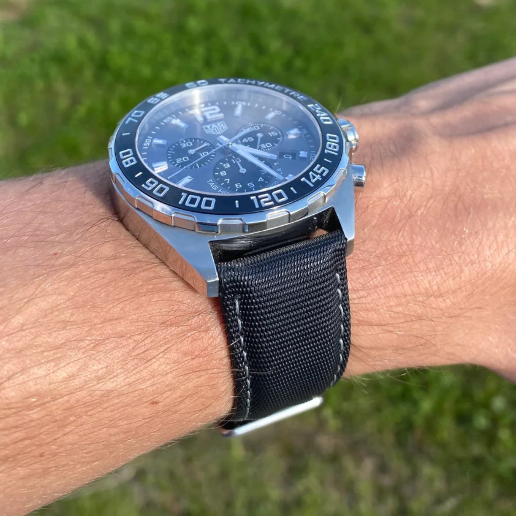 Nylon Strap - For Tag Heuer Formula 1 - Black/White - Helvetus