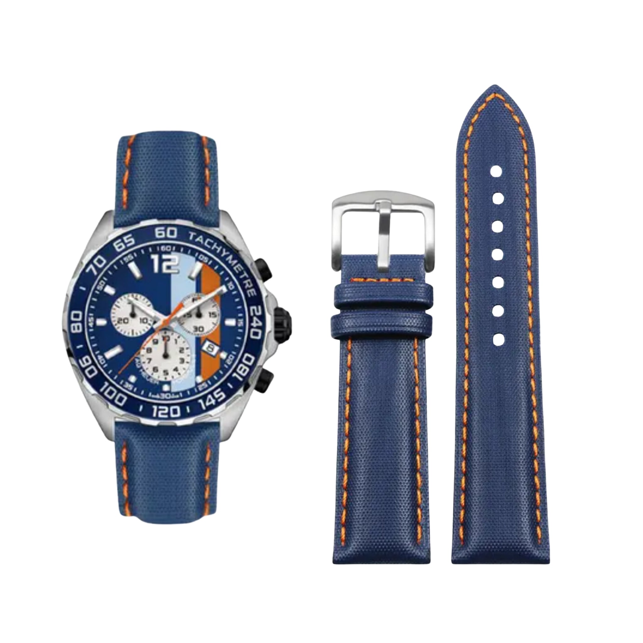 Nylon Strap - For Tag Heuer Formula 1 - Blue/Orange - Helvetus