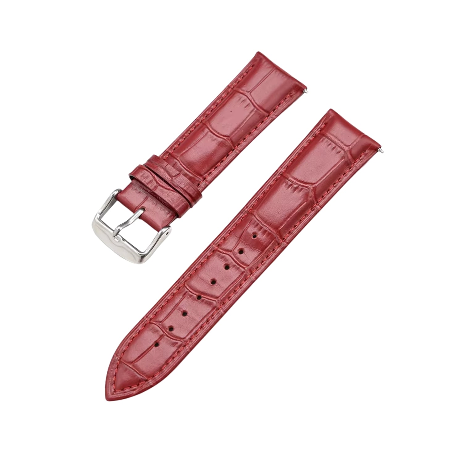 Bracelet en cuir d'alligator - Rouge - Motif alligator