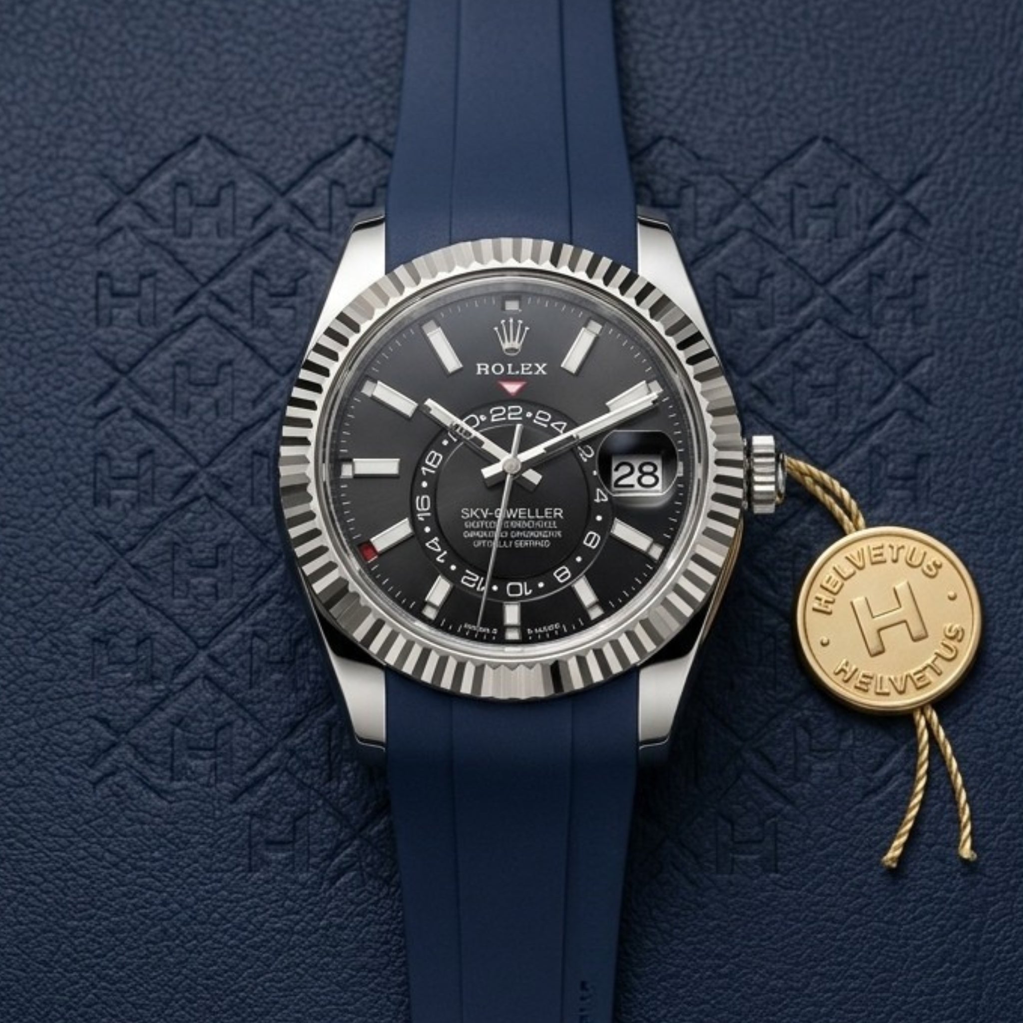 Bracelet en caoutchouc pour Rolex Sky-Dweller - Bleu marine