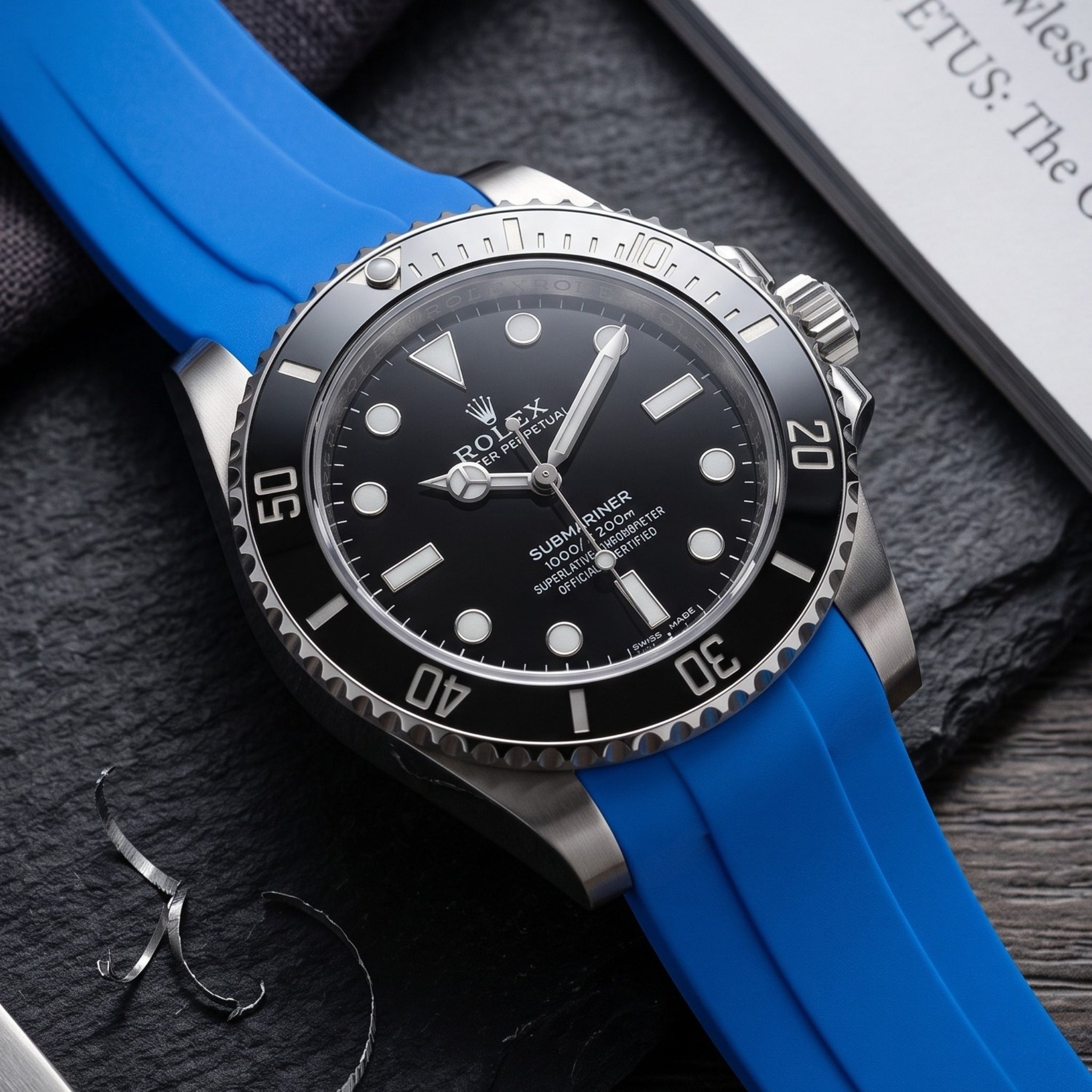 Bracelet en caoutchouc bleu pour Rolex Submariner