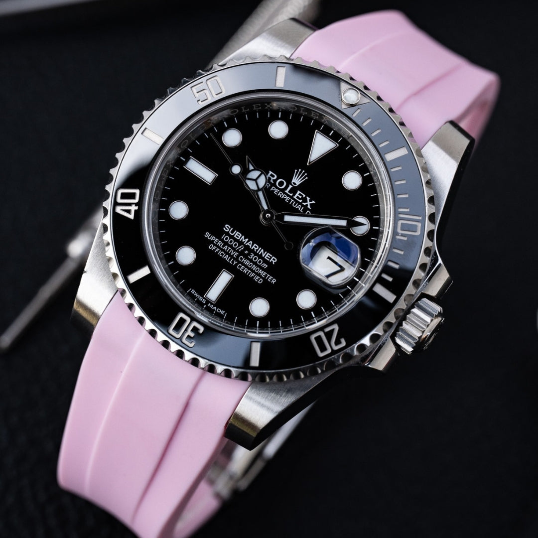 Bracelet en caoutchouc rose pour Rolex Submariner