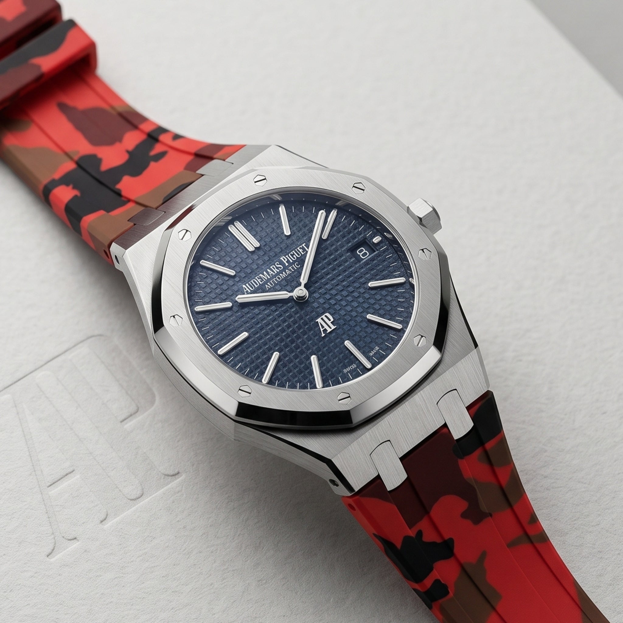 Rubber Strap - For all Audemars Piguet Royal Oak 39mm - Red Camo - Helvetus