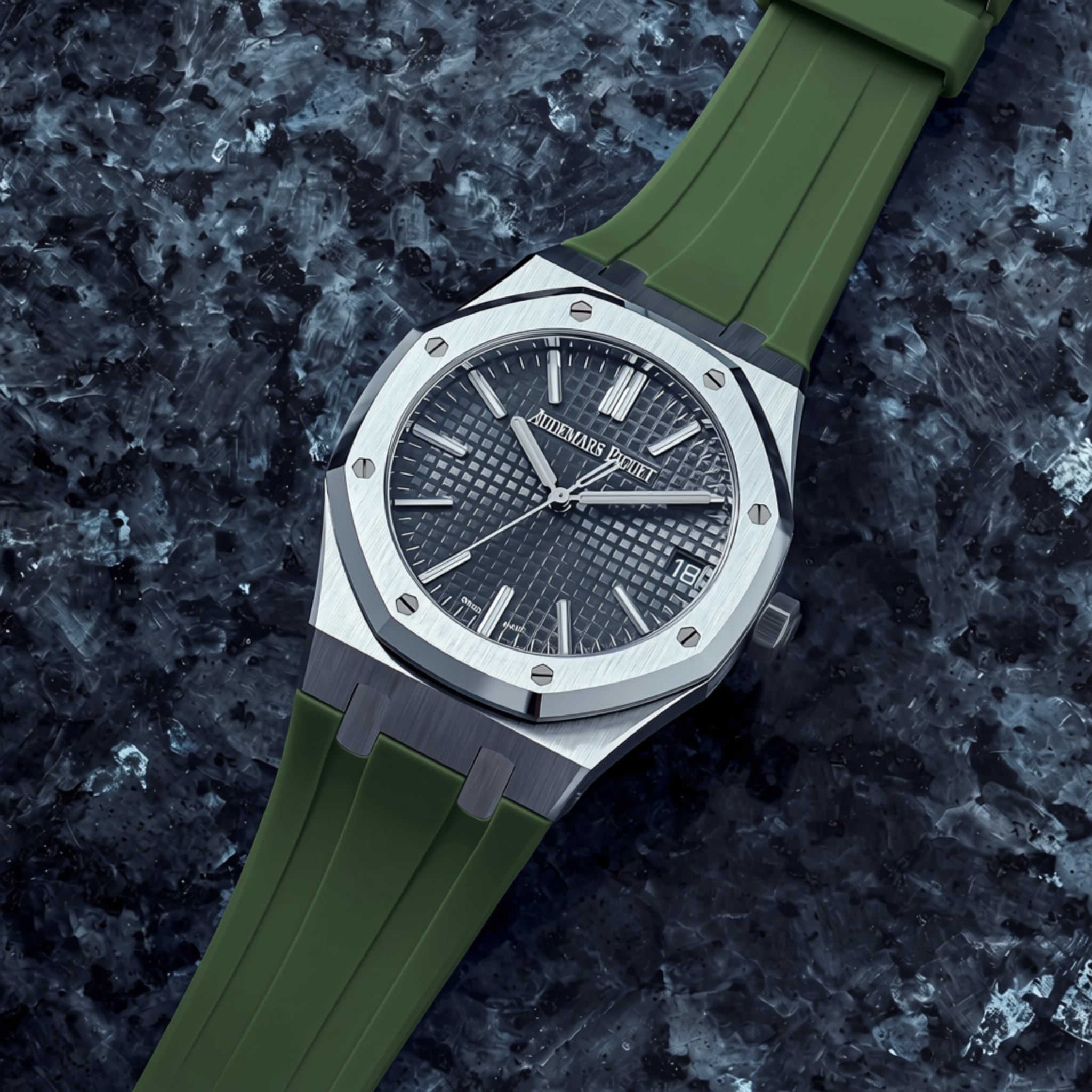 Rubber Strap - For all Audemars Piguet Royal Oak 41mm - Olive Green - Helvetus