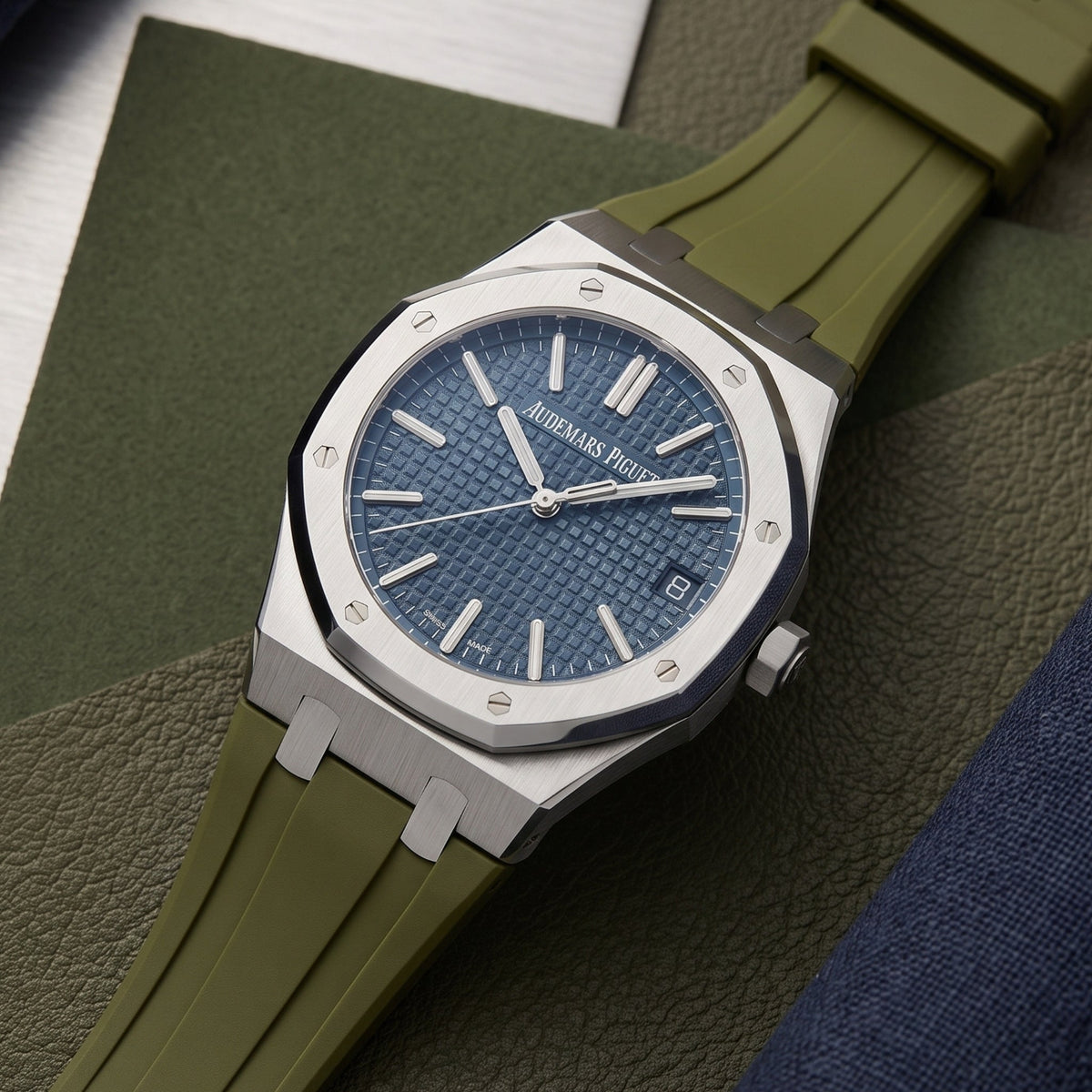 Rubber Strap - For all Audemars Piguet Royal Oak 41mm - Olive Green - Helvetus