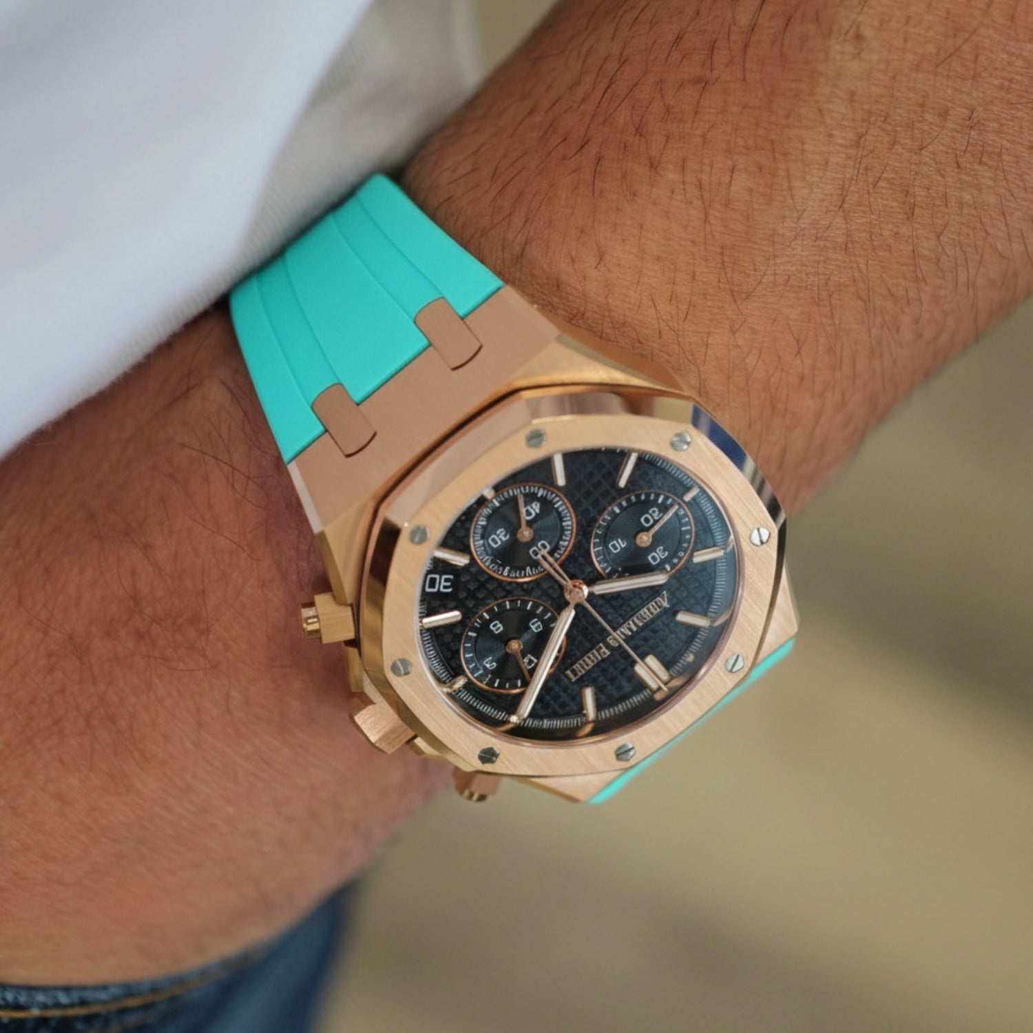 Rubber Strap - For all Audemars Piguet Royal Oak 41mm - Turquoise - Helvetus