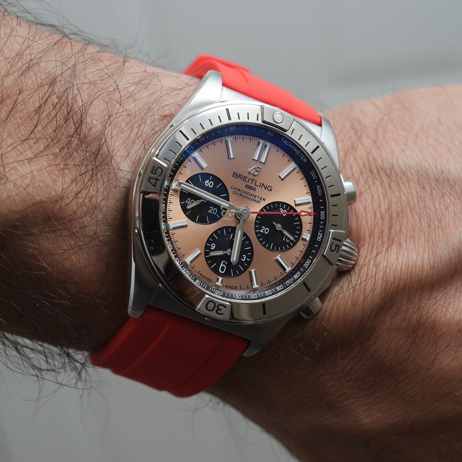 Rubber Strap - For all Breitling Chronomat Models - Red - Helvetus