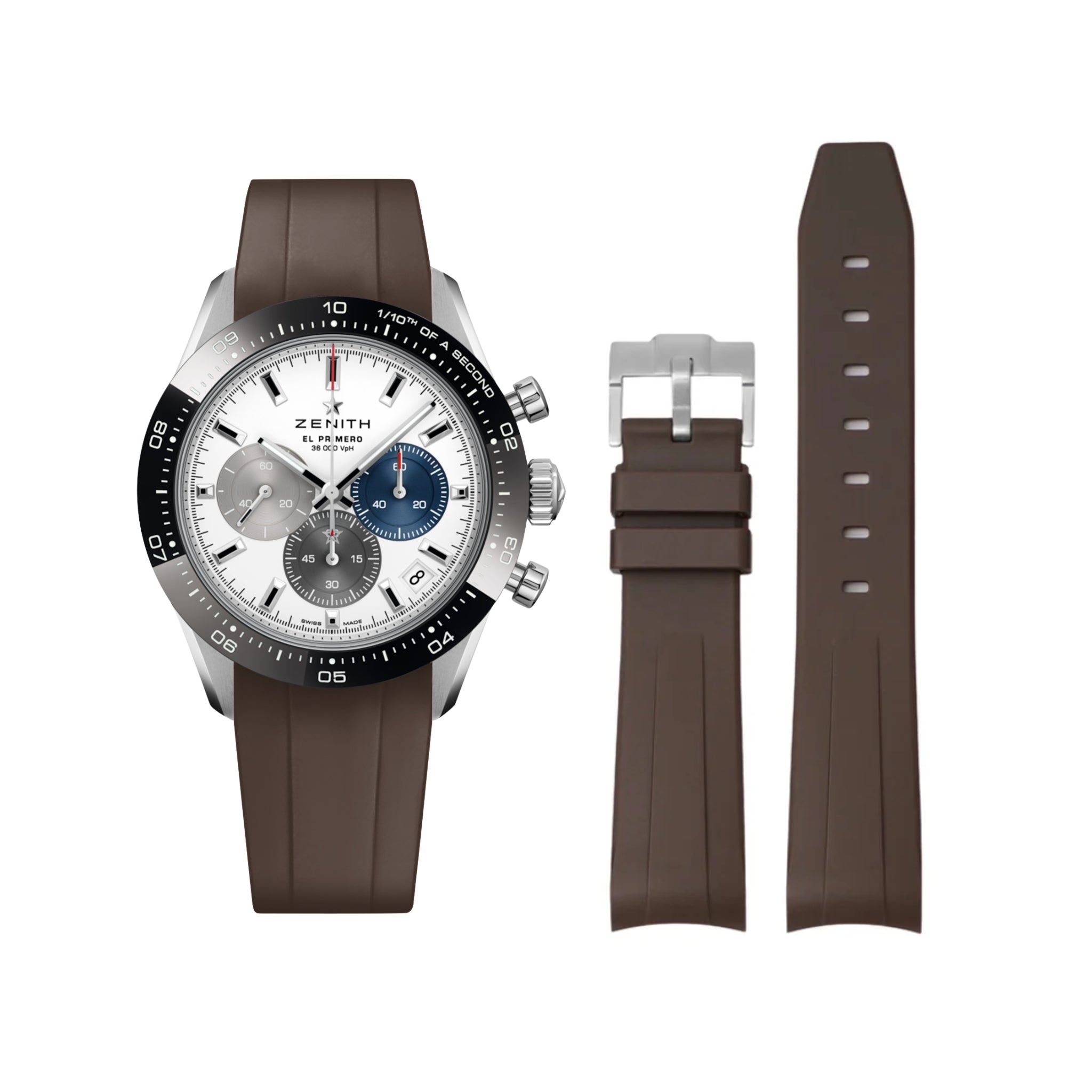 Rubber Strap - For all Zenith Chronomaster Models - Brown - Helvetus