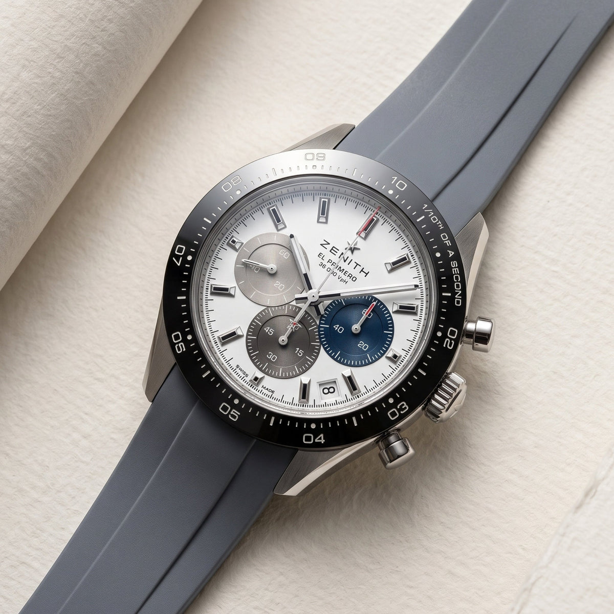 Rubber Strap - For all Zenith Chronomaster Models - Grey - Helvetus