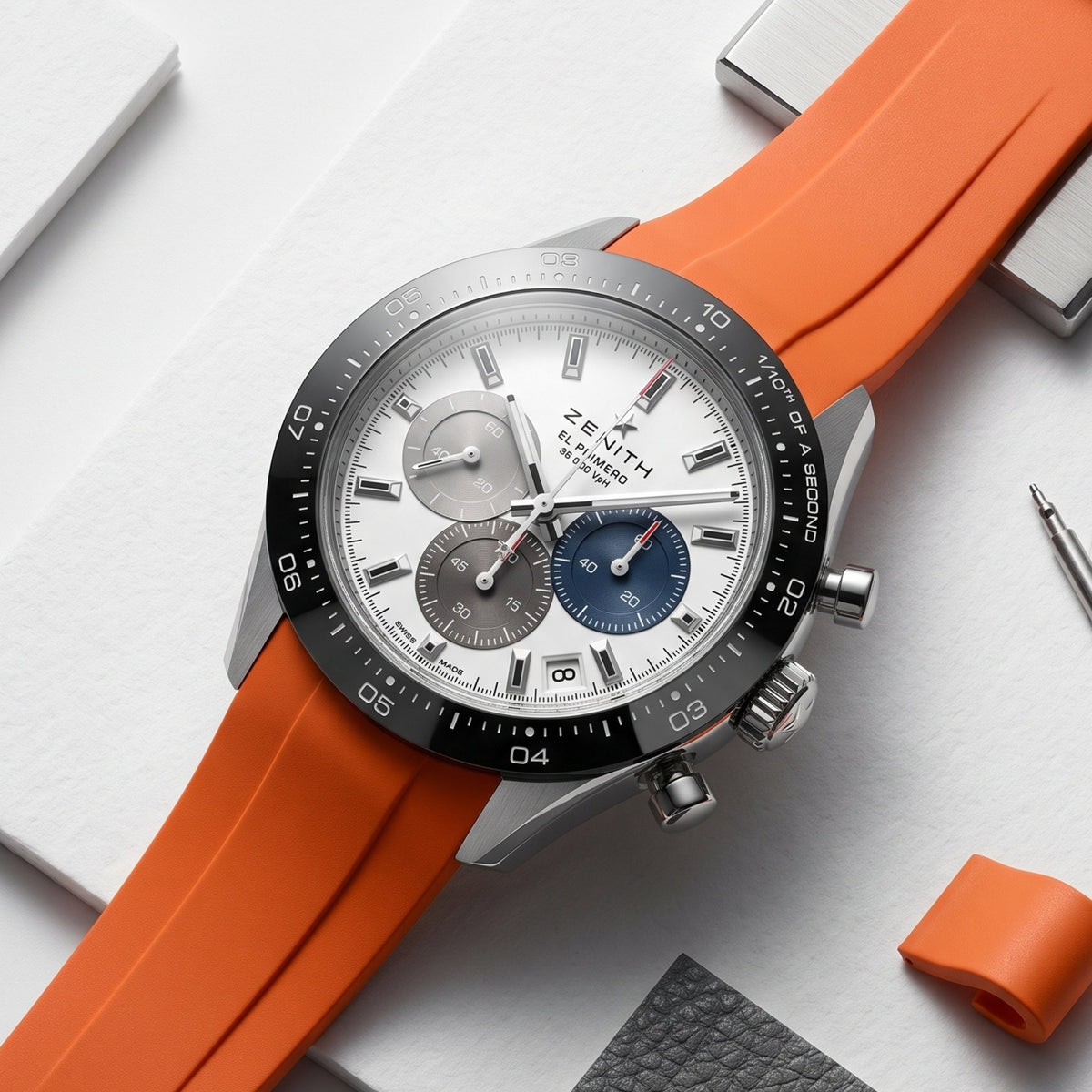 Rubber Strap - For all Zenith Chronomaster Models - Orange - Helvetus