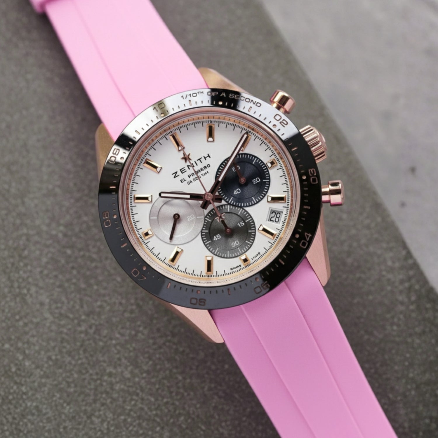 Rubber Strap - For all Zenith Chronomaster Models - Pink - Helvetus