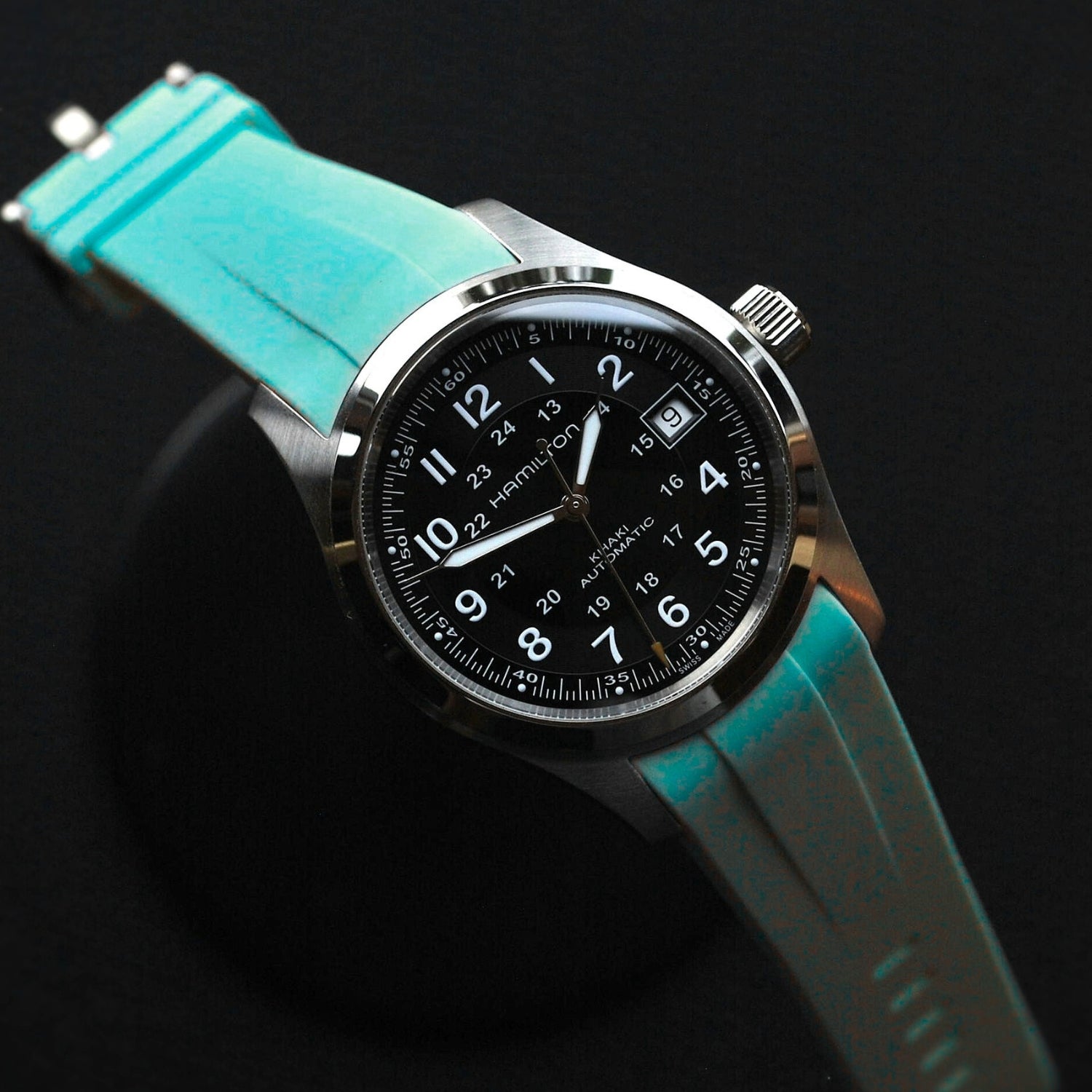 Rubber Strap – For Hamilton Khaki Field (38mm/40mm/42mm) - Turquoise - Helvetus