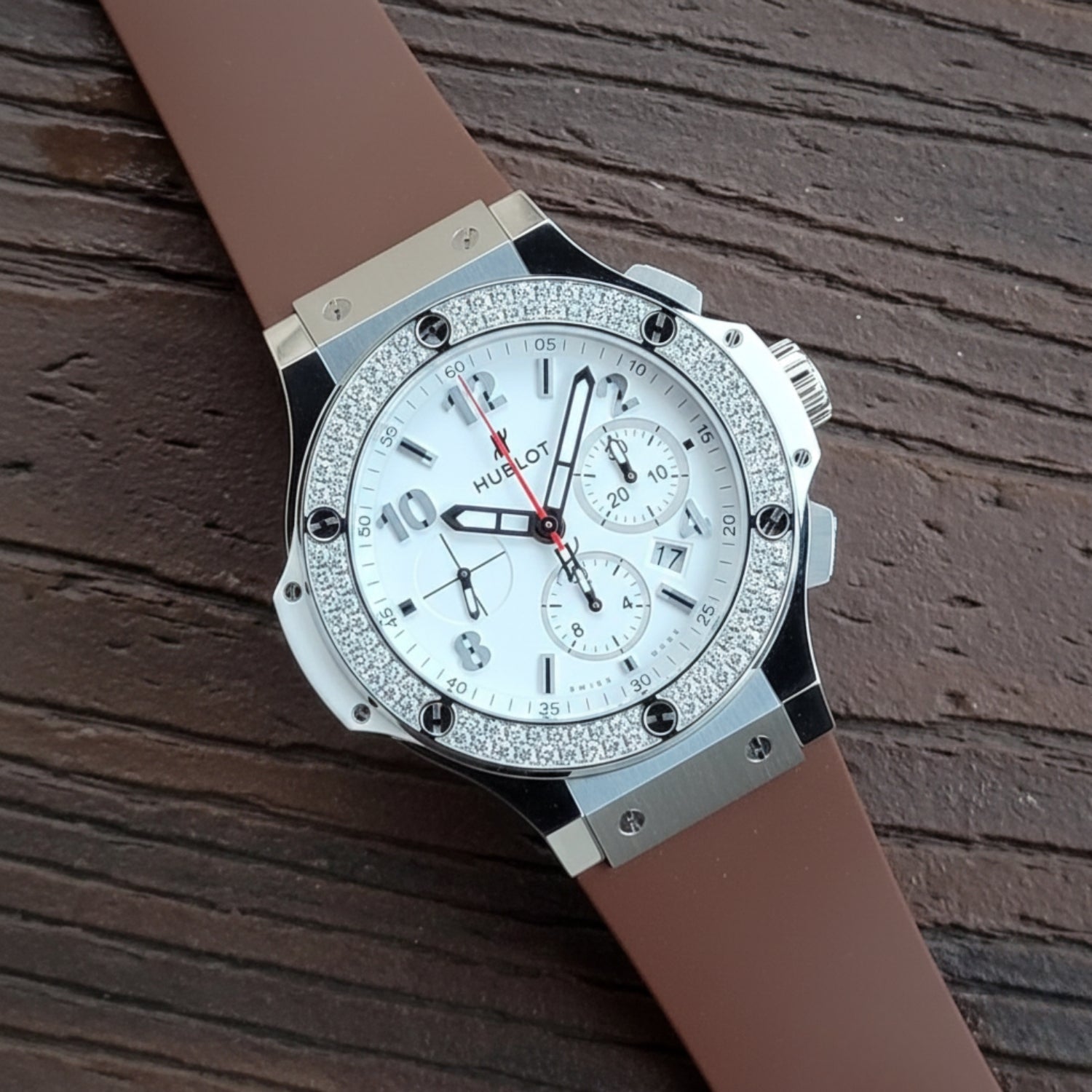 Rubber Strap - For Hublot Big Bang 44mm - Brown - Helvetus