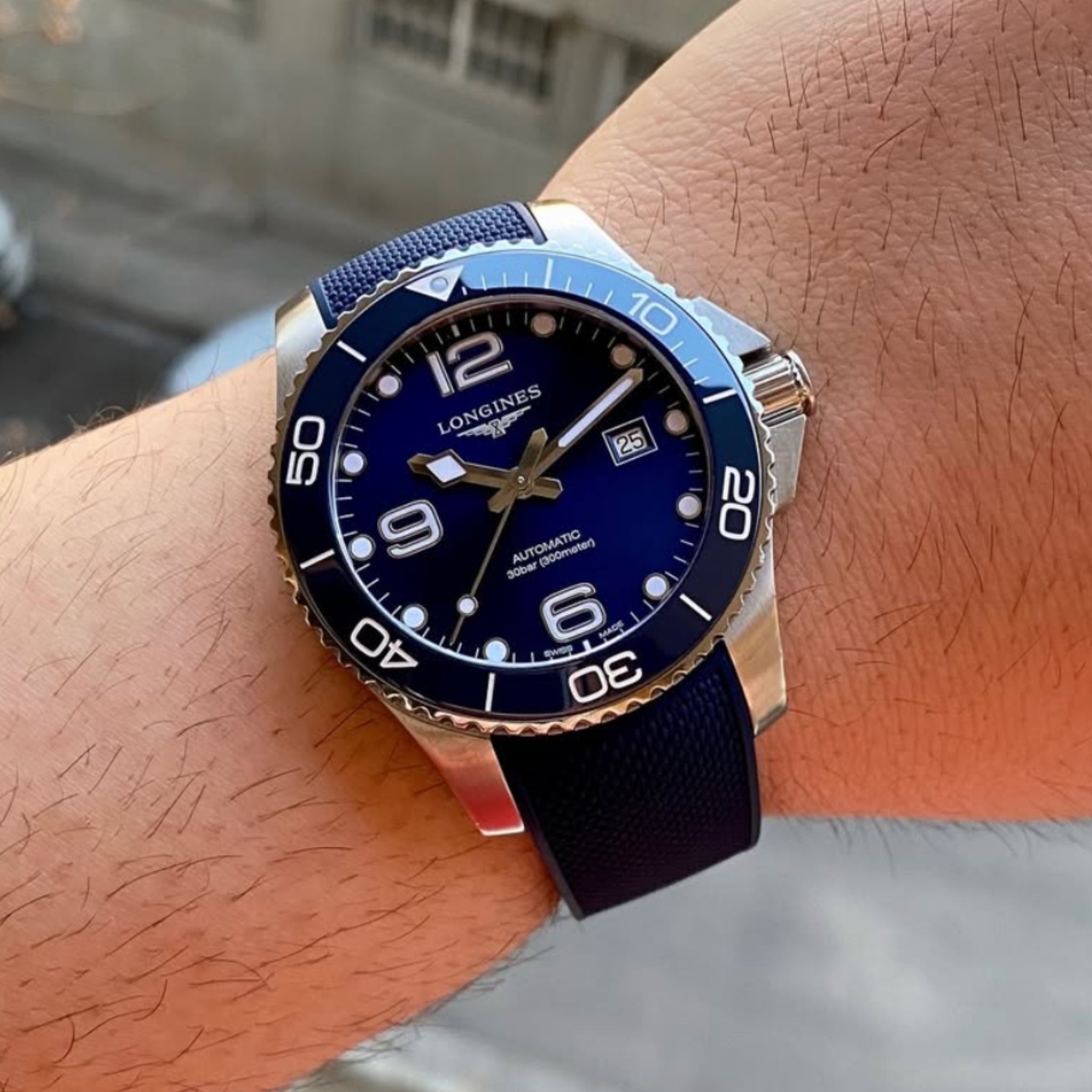 Rubber Strap - For Longines HydroConquest - Blue - Helvetus