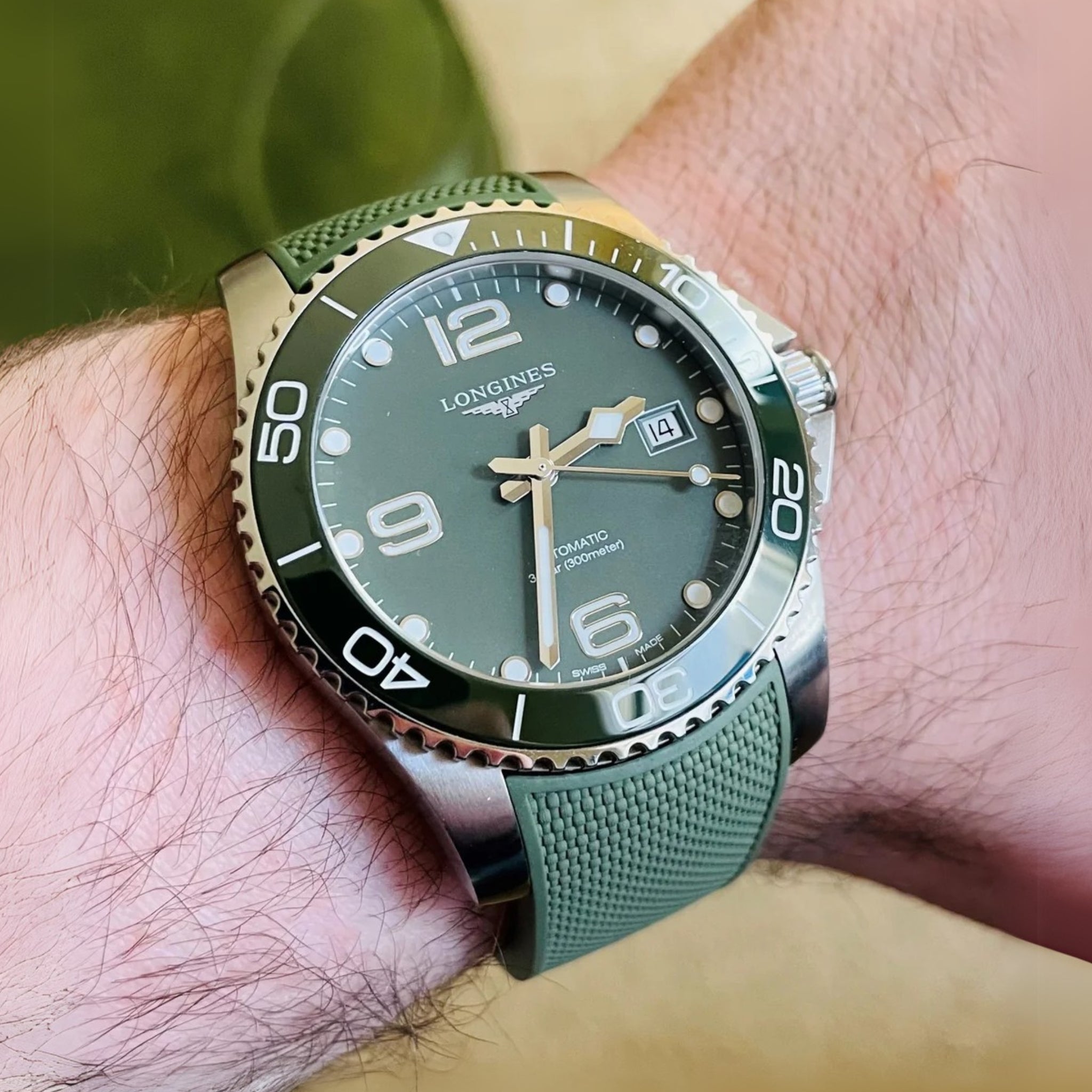 Rubber Strap - For Longines HydroConquest - Green - Helvetus