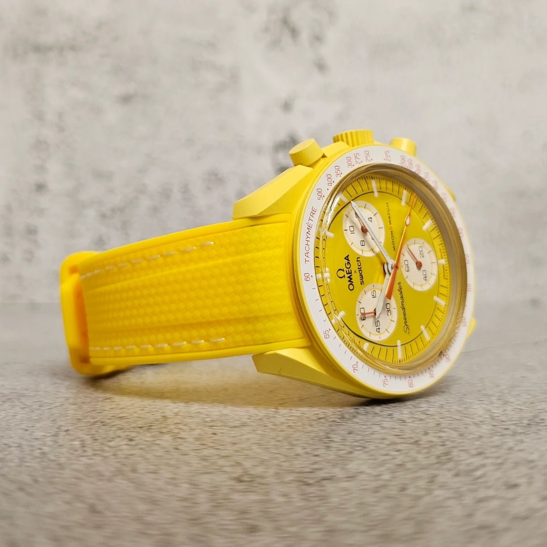Rubber Strap - For Mission to the Sun | Omega X Swatch | MoonSwatch - Yellow w/White - Helvetus