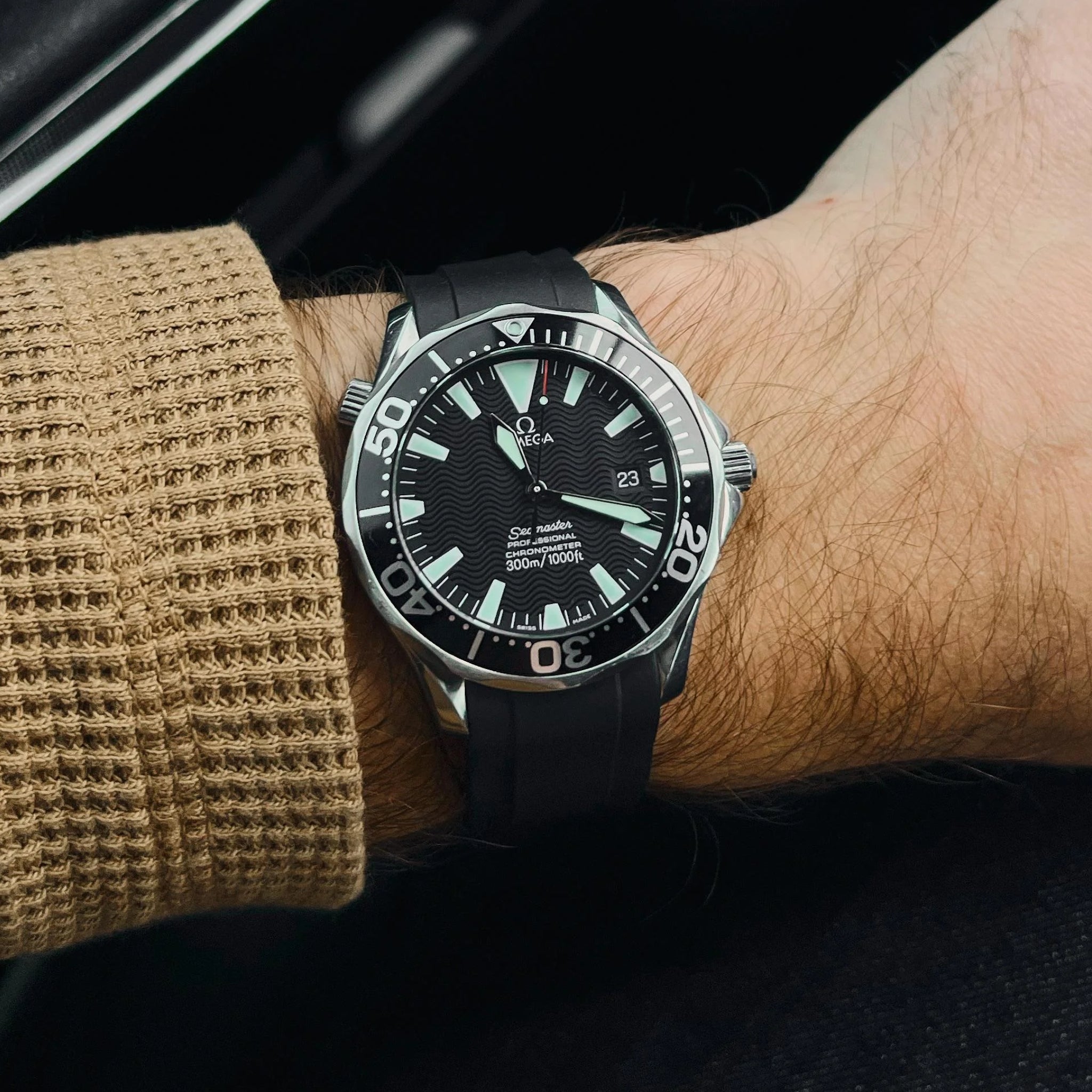 Rubber Strap - For Omega Seamaster 300 - Black - Helvetus