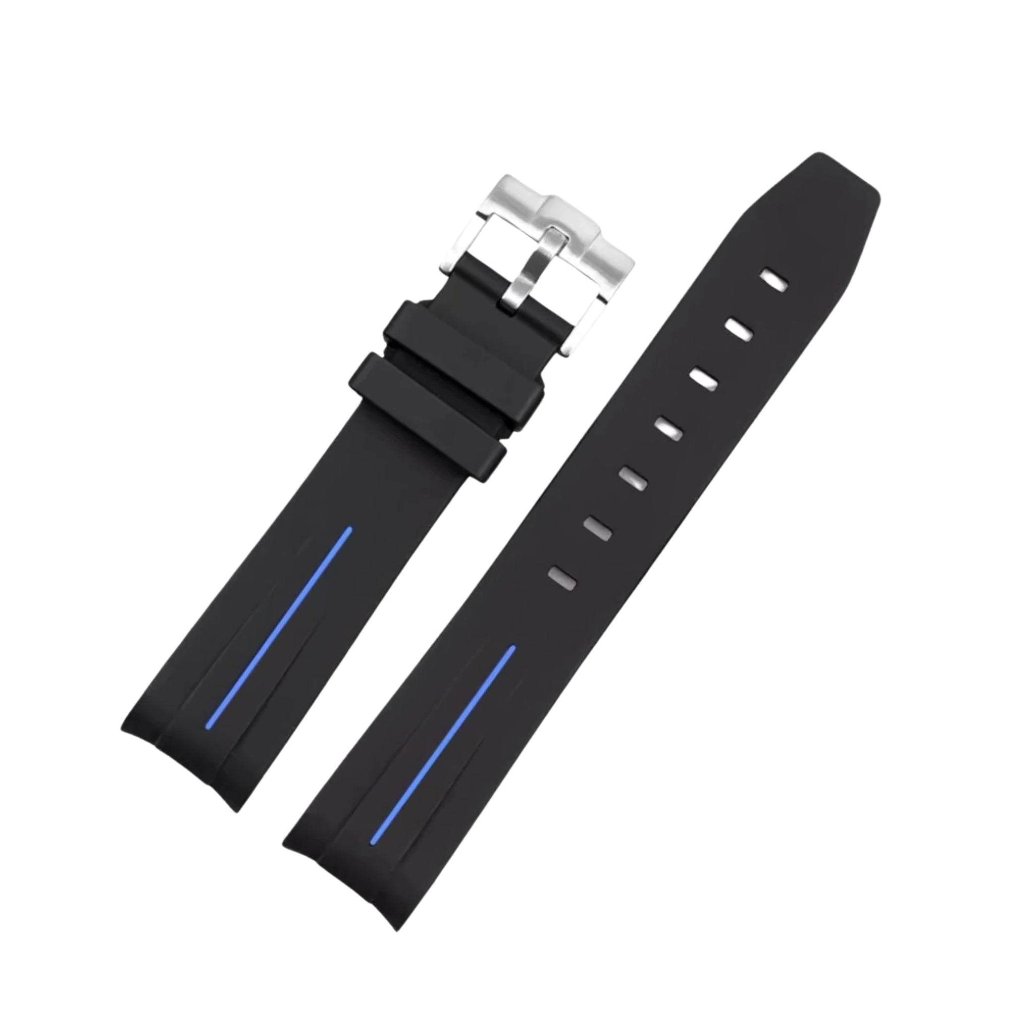 Rubber Strap - For Omega Seamaster 300 - Black/Blue | LuxLine® - Helvetus