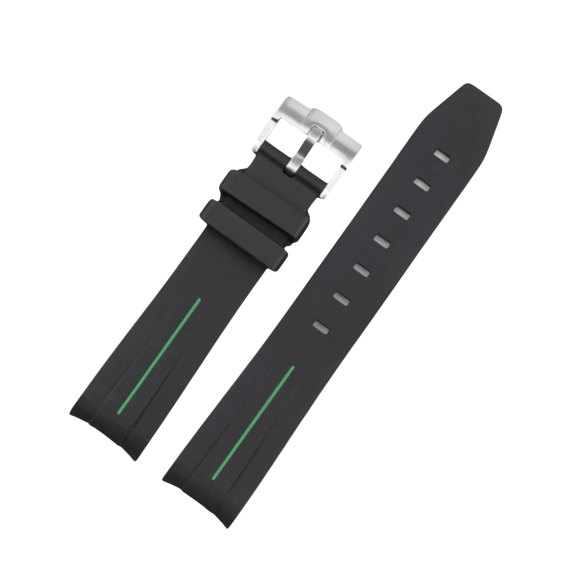 Rubber Strap - For Omega Seamaster 300 - Black/Green | LuxLine® - Helvetus
