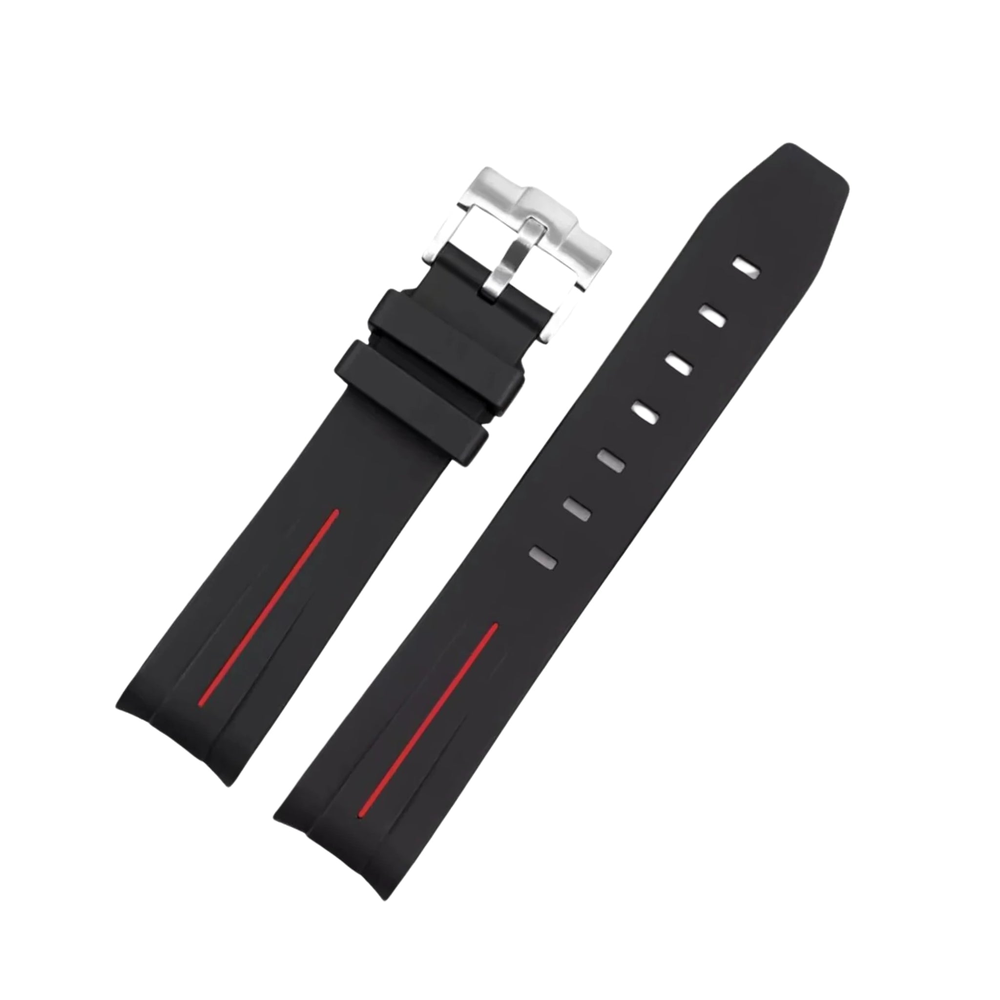 Rubber Strap - For Omega Speedmaster - Black w/Red Line | LuxLine® - Helvetus