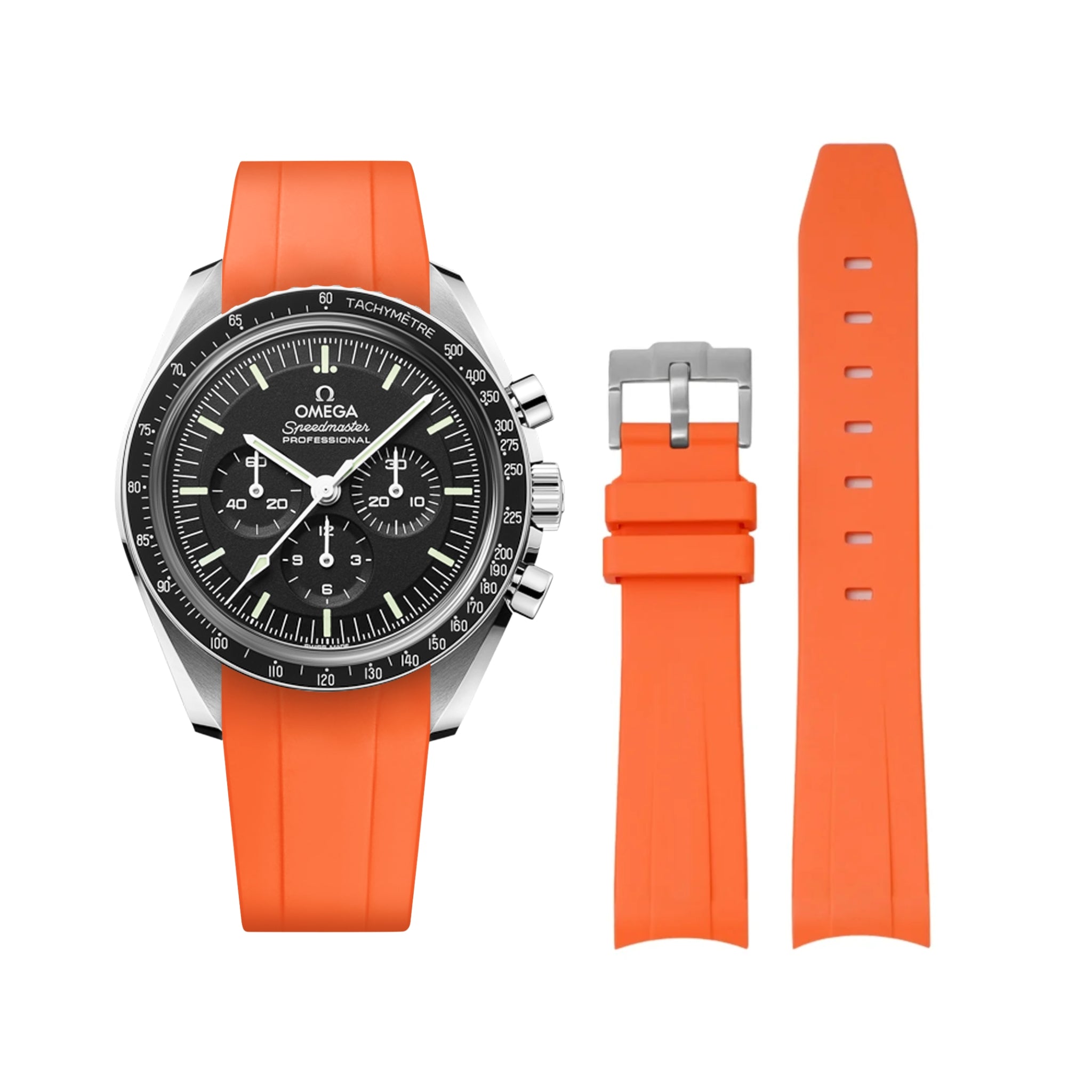 Rubber Strap - For Omega Speedmaster - Orange - Helvetus