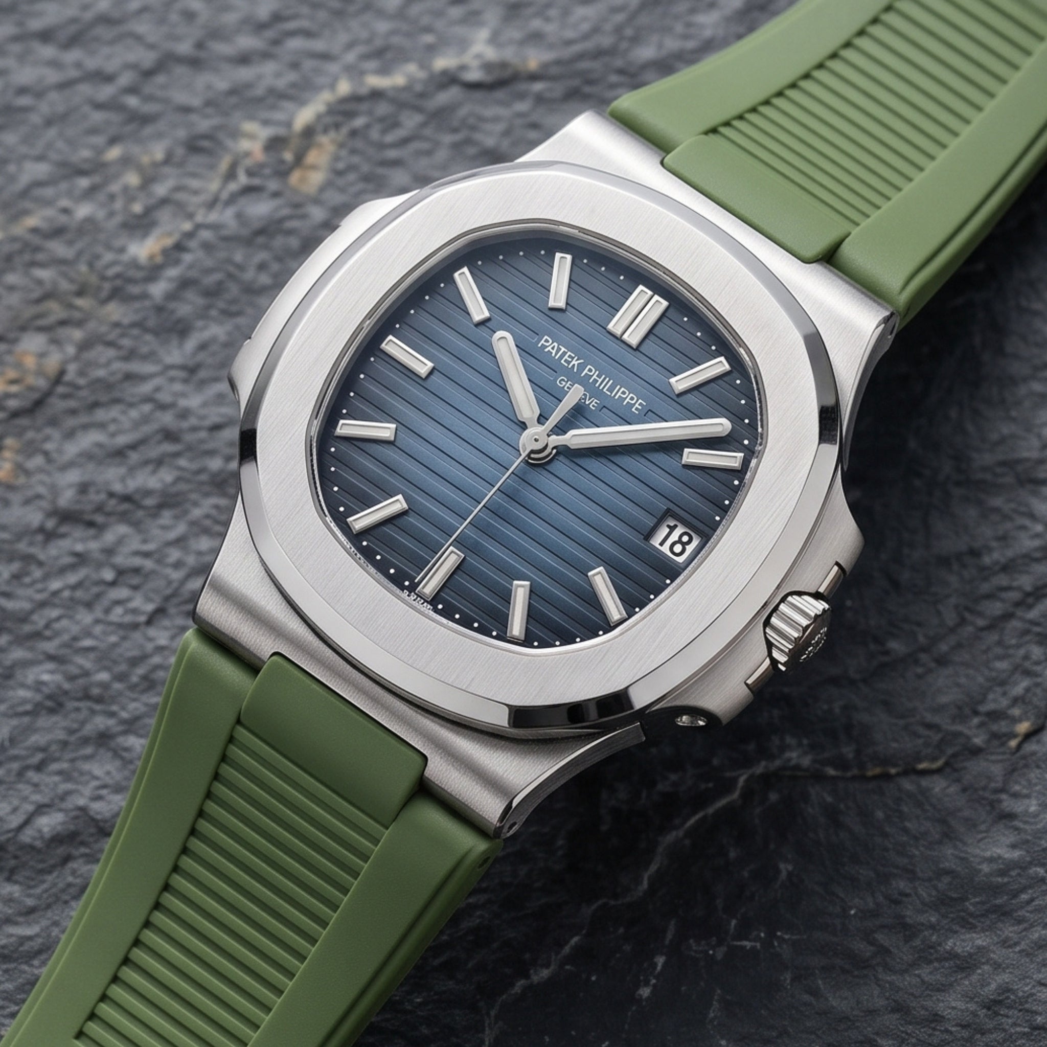 Rubber Strap - For Patek Philippe Nautilus - Green - Helvetus