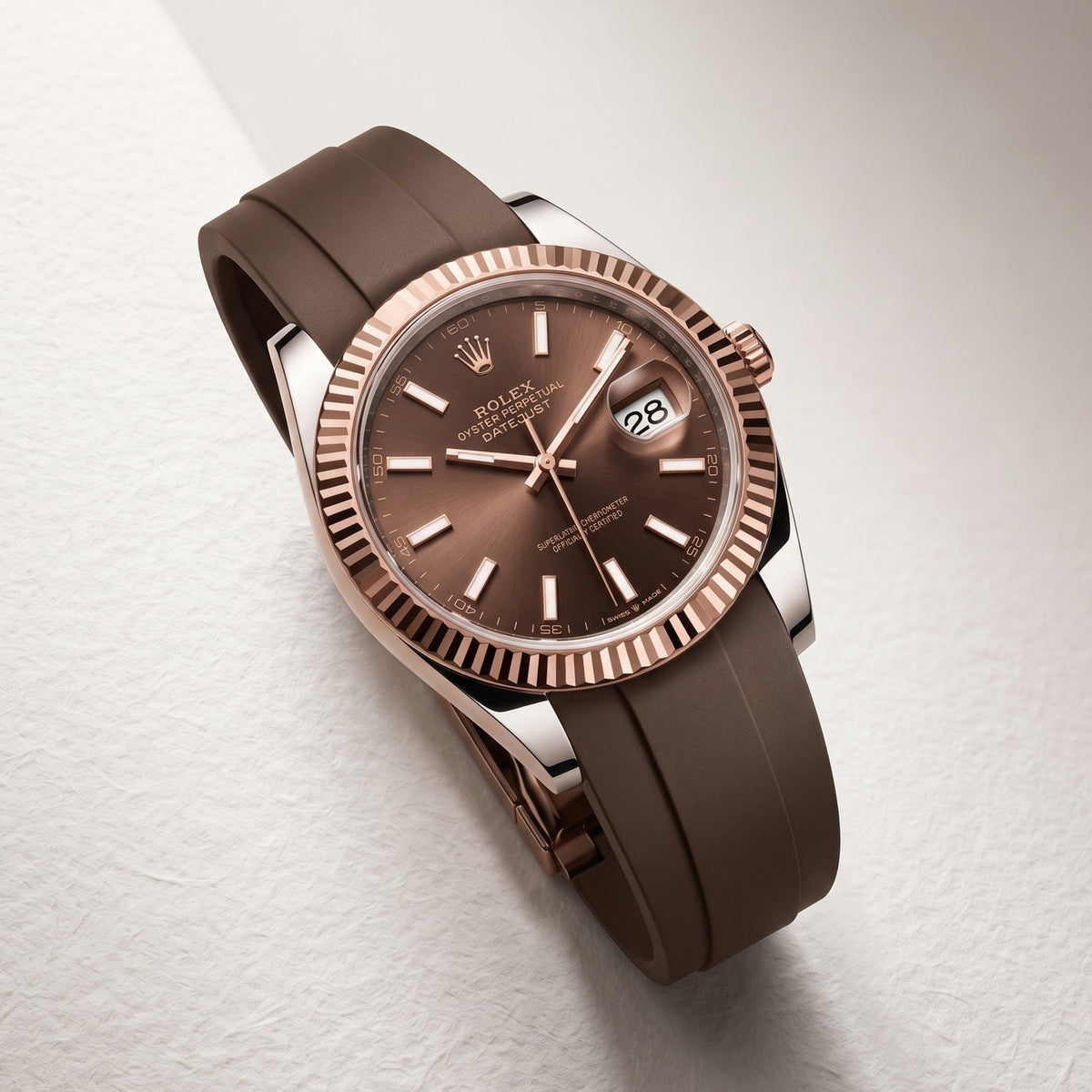 Rubber Strap - For Rolex Datejust 41mm - Brown - Helvetus