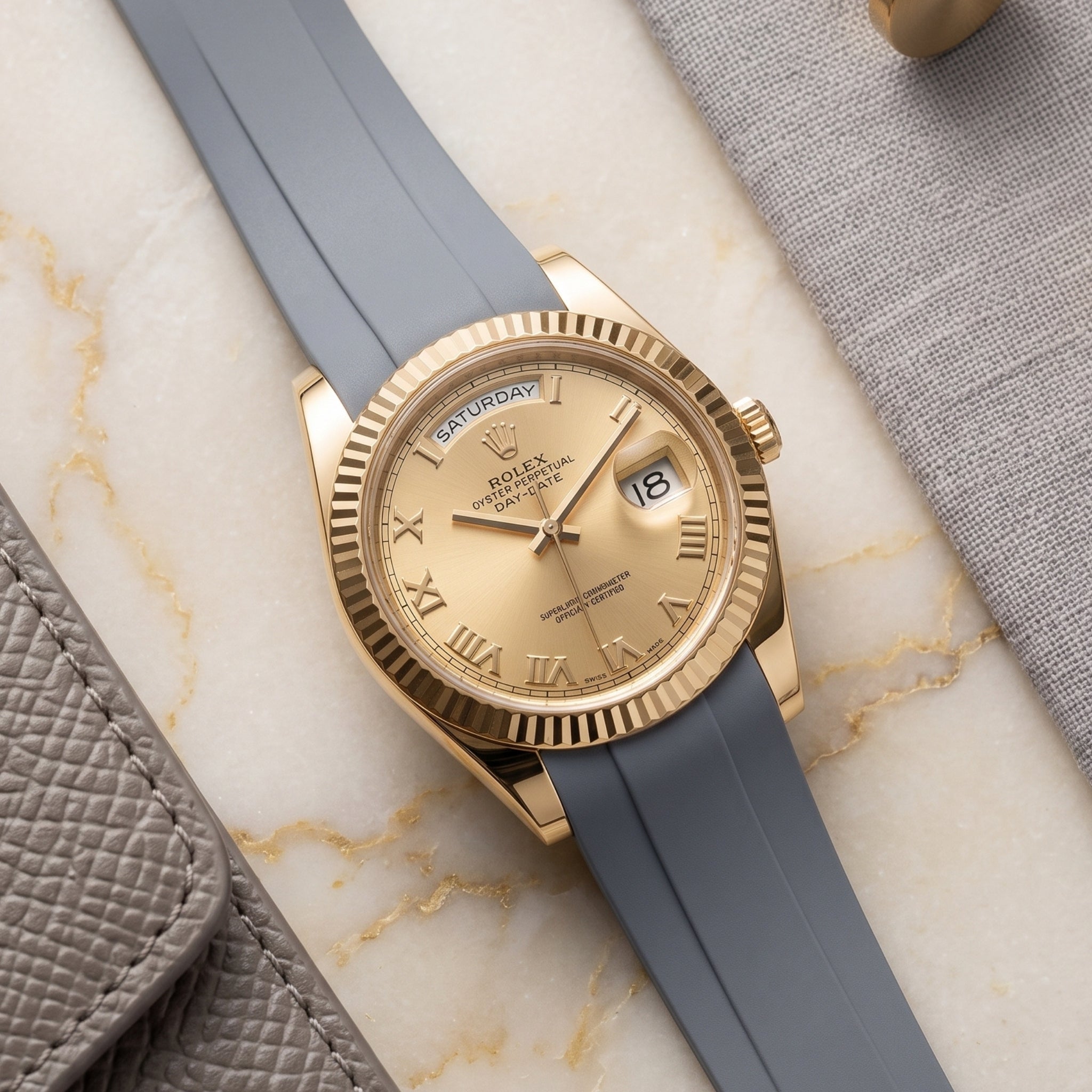 Rubber Strap - For Rolex Day-Date II 41mm - Grey - Helvetus