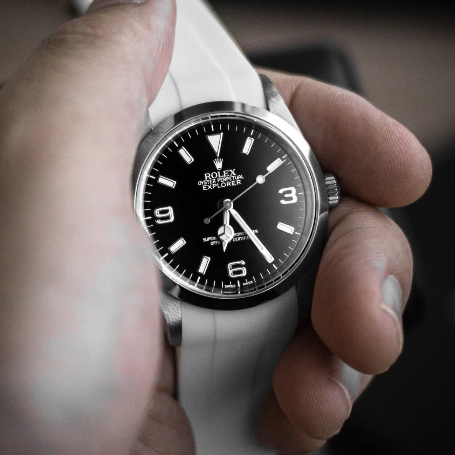 Rubber Strap - For Rolex Explorer I - White - Helvetus