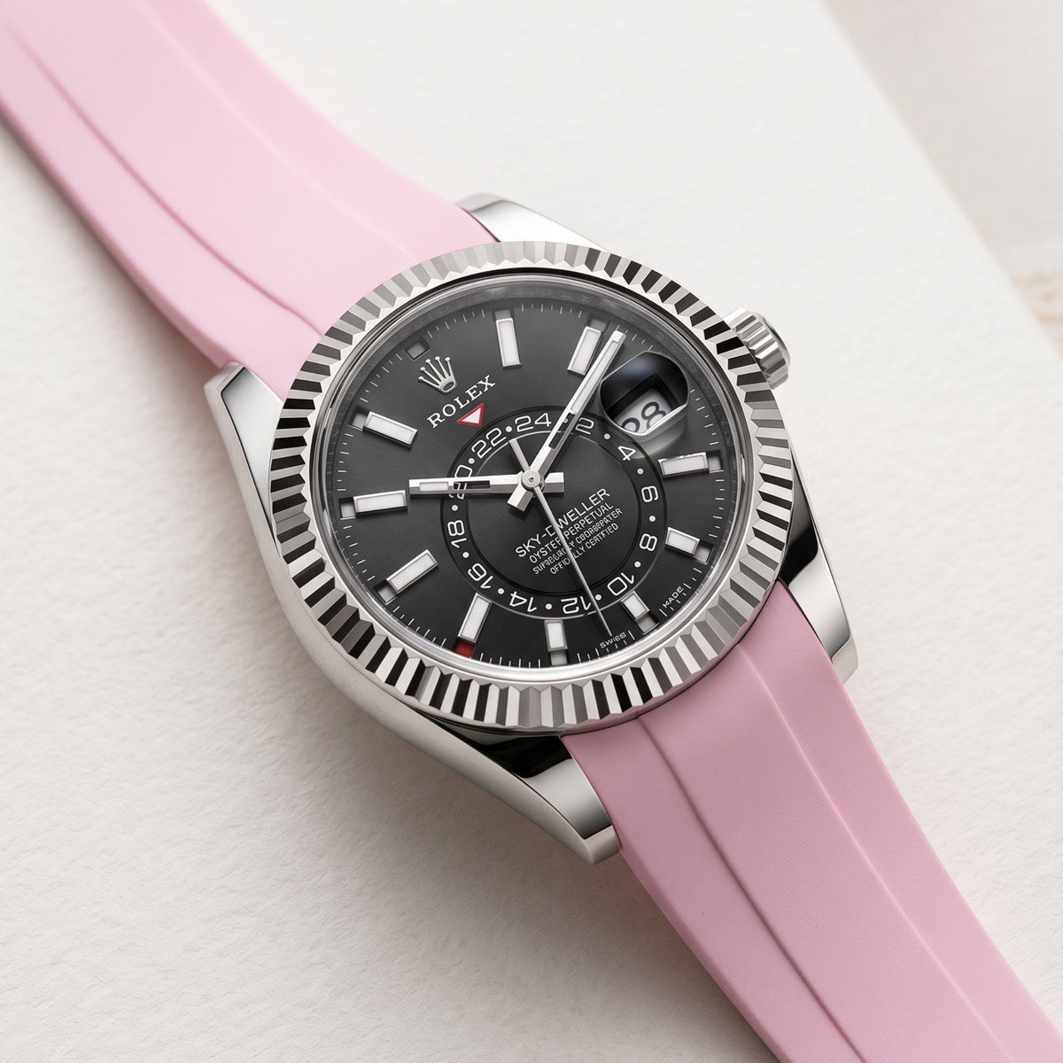Rubber Strap - For Rolex Sky-Dweller - Pink - Helvetus